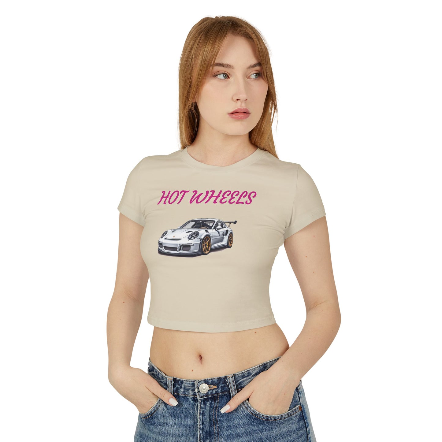 Princess Grace  Hot Wheels Women's Baby Tee Sporty Car Graphic Crop Top