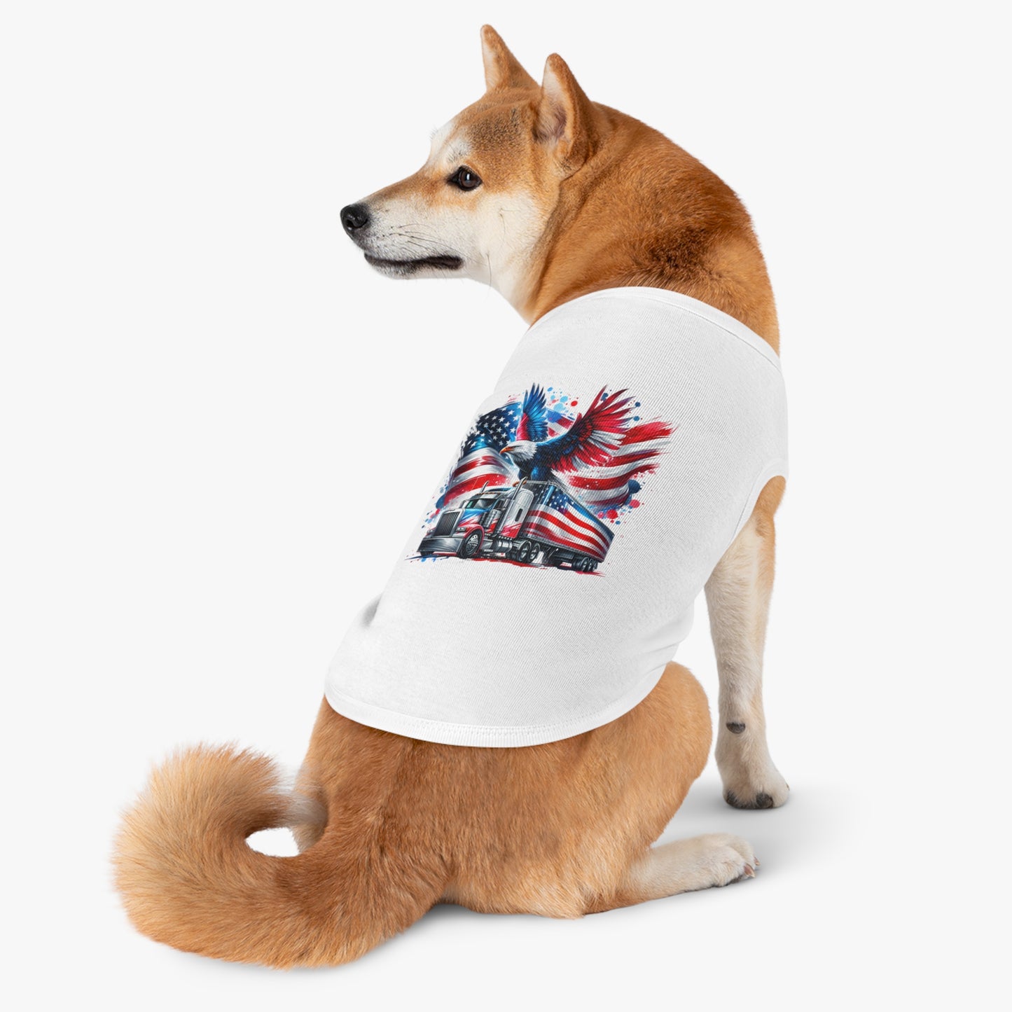 Princess Grace  Patriotic Pet Tank Top with Eagle and Truck Design