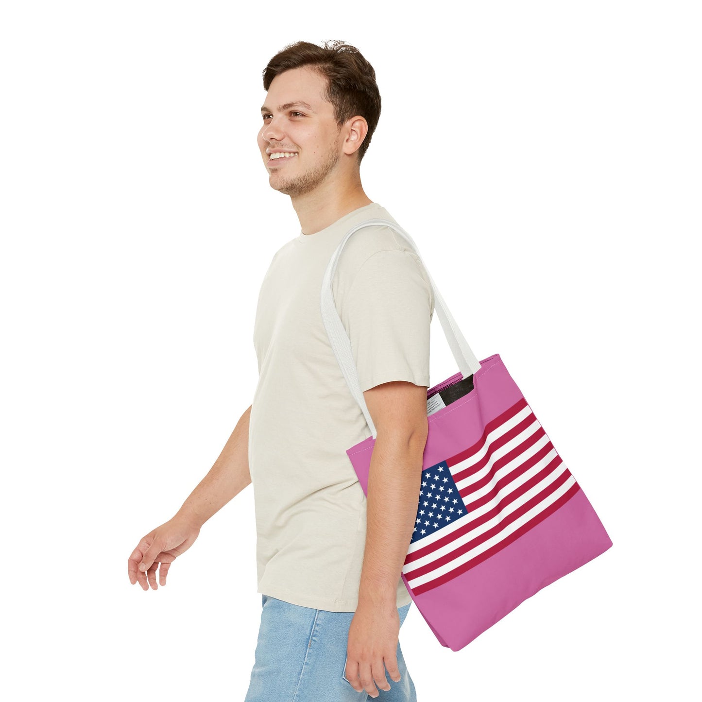 Princess Grace  Patriotic Pink Tote Bag with American Flag Design