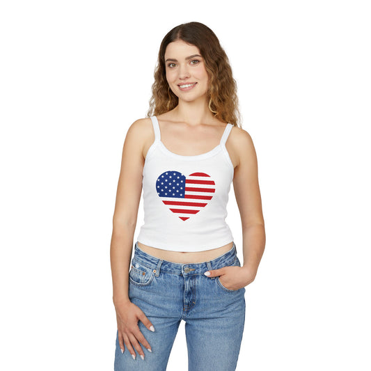 Princess Grace  Patriotic Women's Spaghetti Strap Tank Top  USA Heart Design