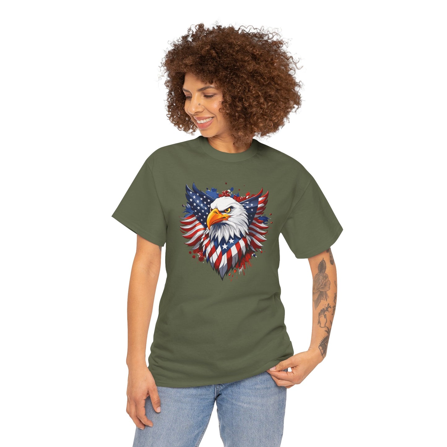 Princess Grace  Patriotic Eagle Graphic Tee Unisex Heavy Cotton T-Shirt