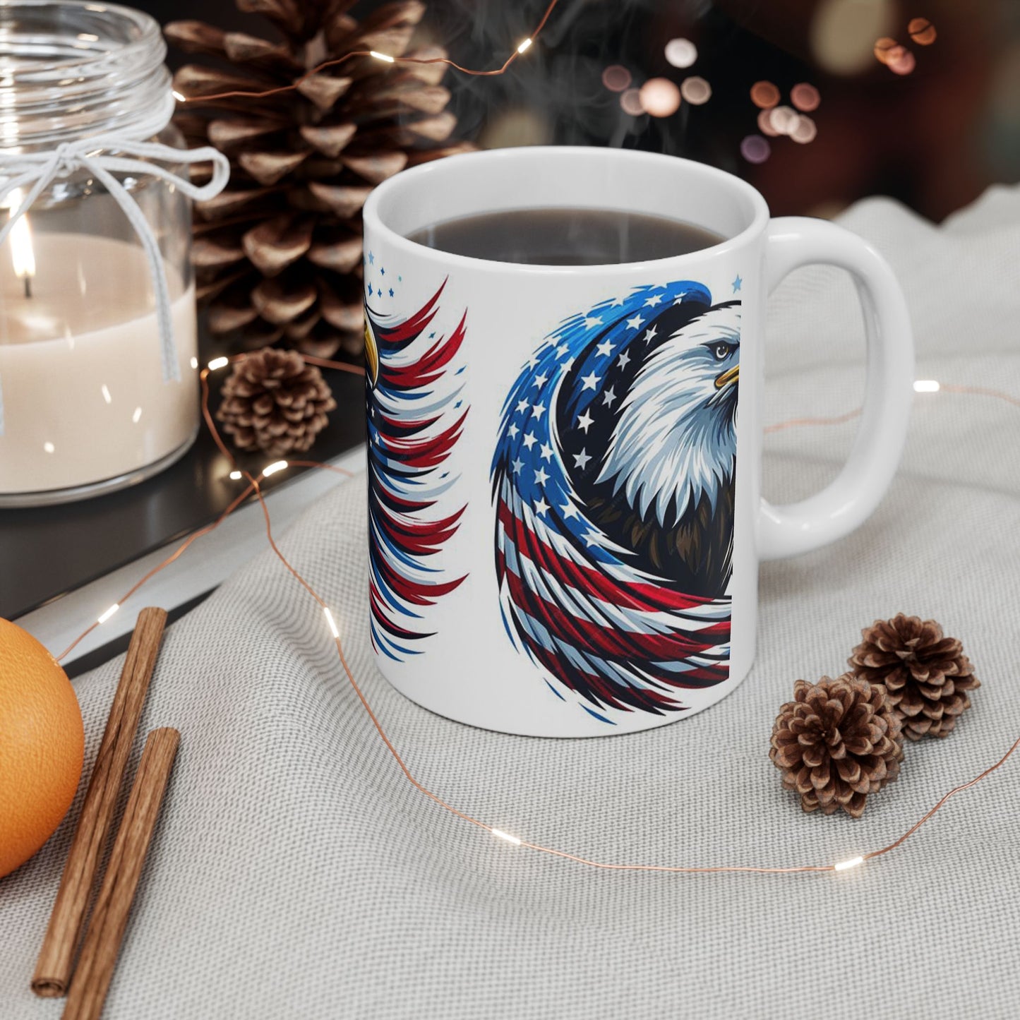 Princess Grace Patriotic Eagle Ceramic Mug, Ideal for Independence Day, Veteran's Day, Coffee Lovers, Home Decor, Gifts for Him/Her