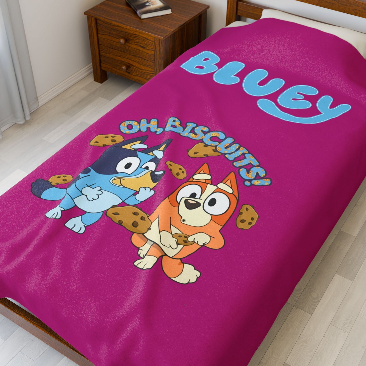 Princess Grace  Bluey Oh Biscuits  Velveteen Plush Blanket for Kids