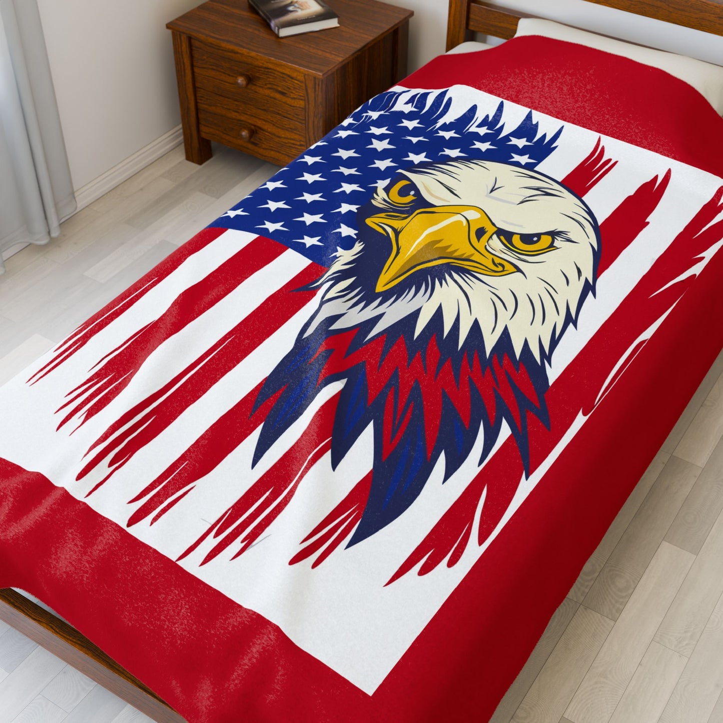 Princess Grace  Patriotic Eagle Velveteen Plush Blanket  Cozy Throw for Independence Day