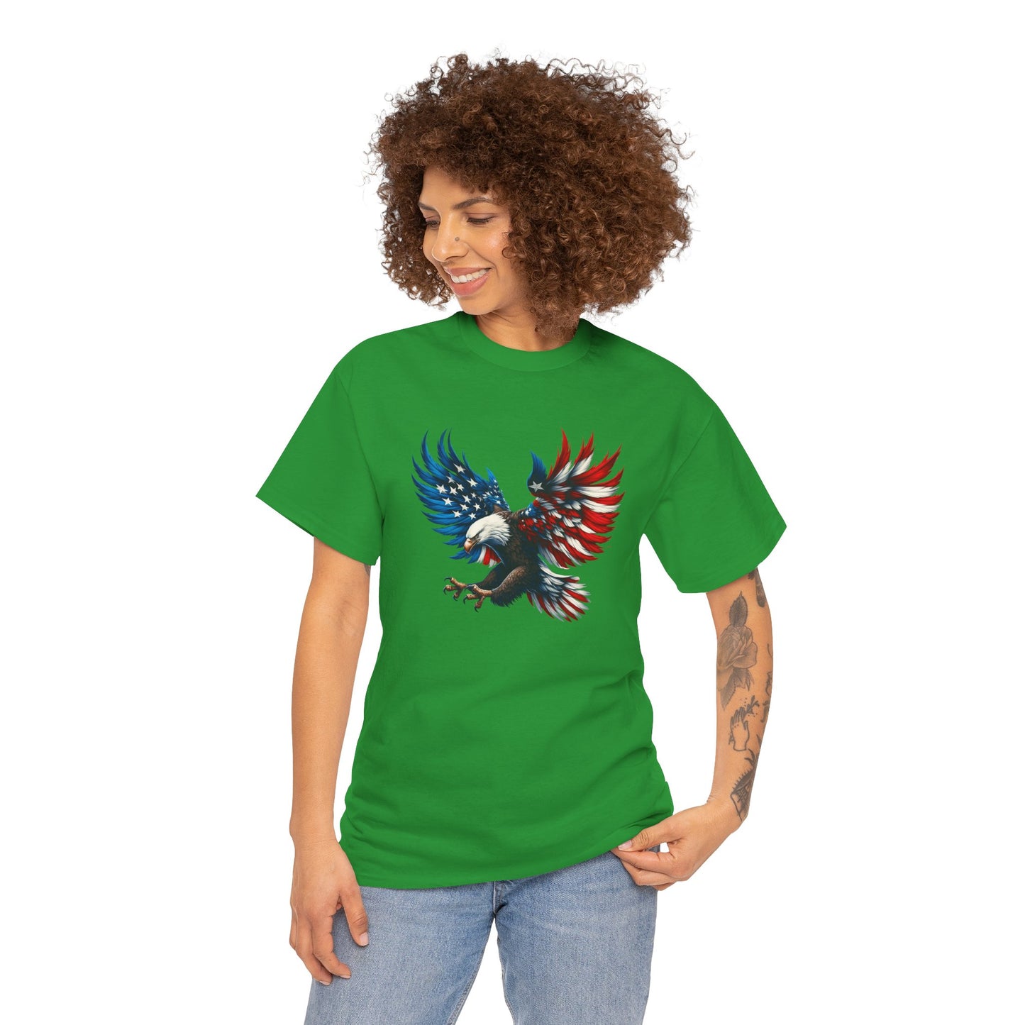 Princess Grace  Patriotic Eagle Unisex Heavy Cotton Tee  Bold USA Graphic Shirt