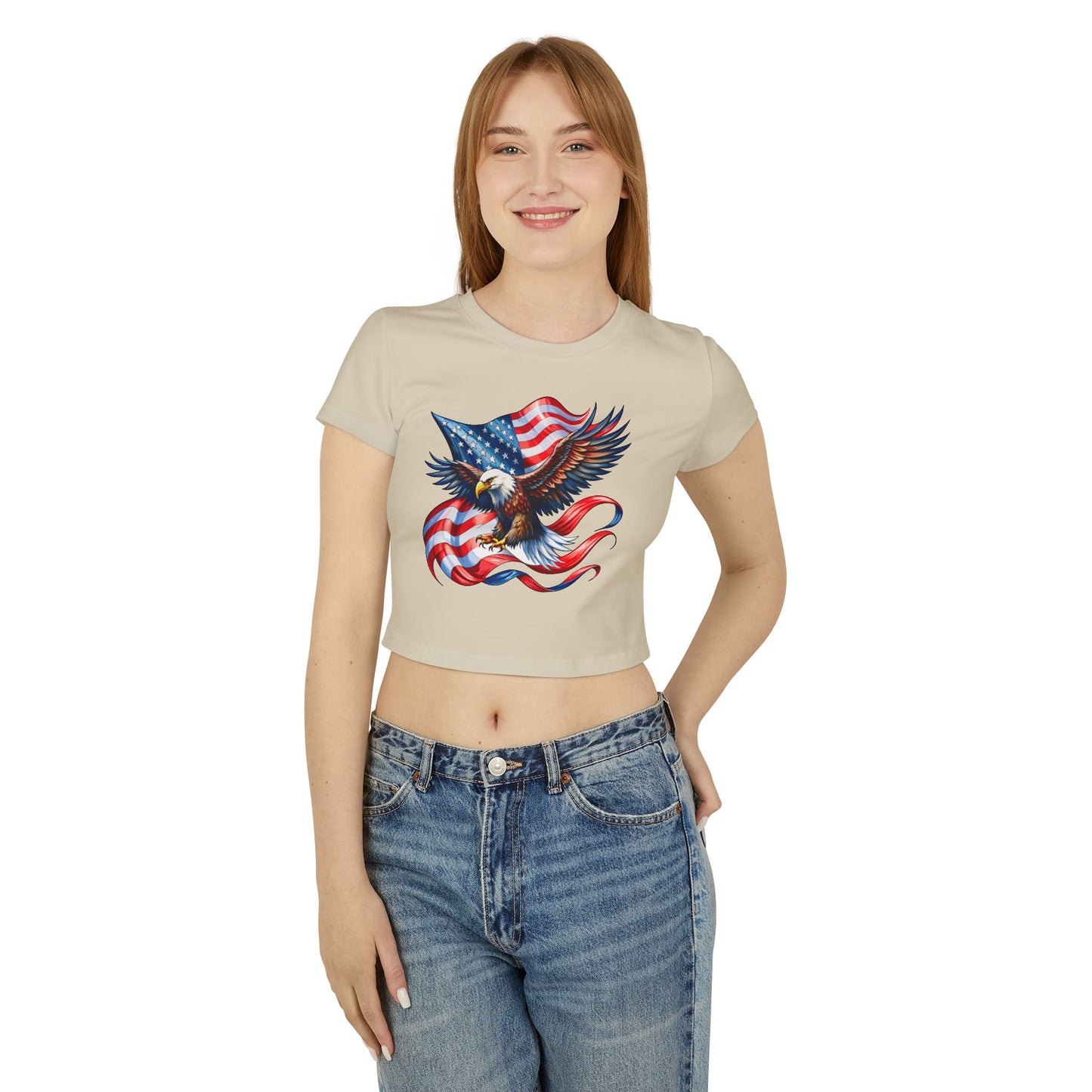 Princess Grace  Patriotic Women's Baby Tee  Eagle & USA Design for Independence Day