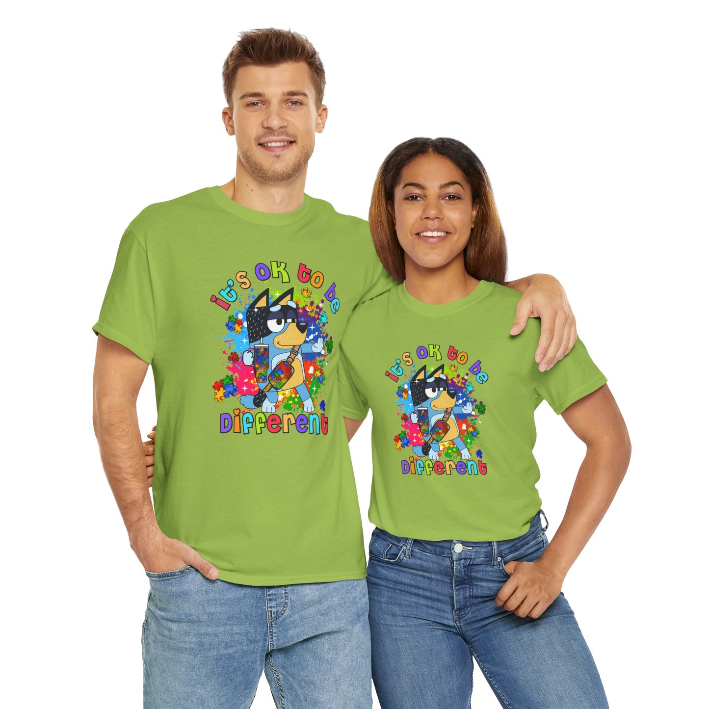 Princess Grace  Bluey  Unisex Heavy Cotton Tee  "It's OK to Be Different" - Colorful Graphic T-Shirt for Self-Expression