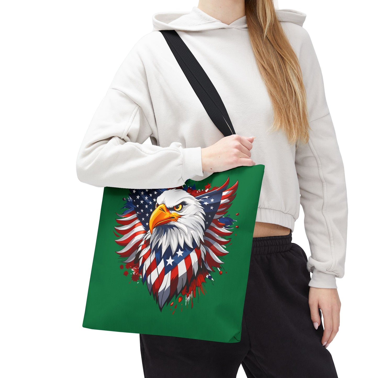 Princess Grace  Patriotic Eagle Tote Bag American Flag Design for Independence Day & Everyday Use