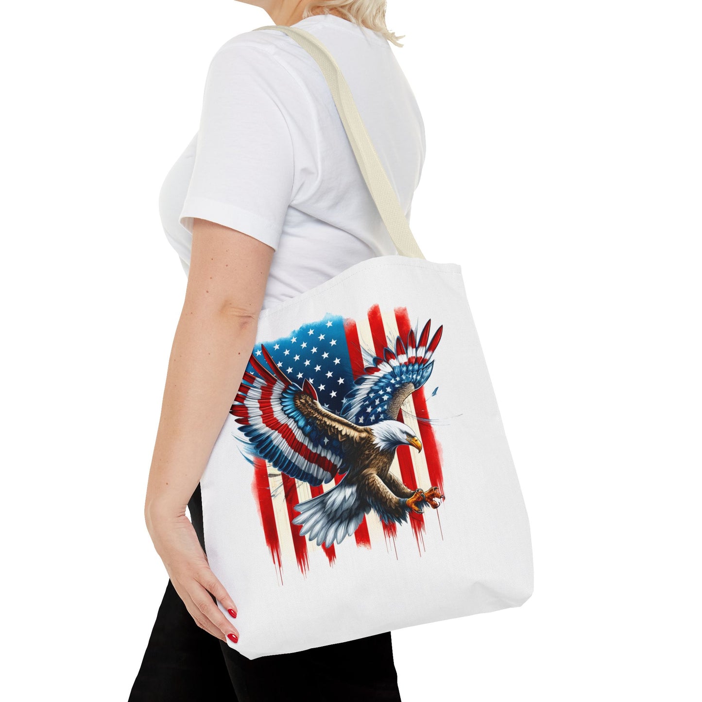 Princess Grace  Patriotic Eagle Tote Bag  USA Flag Design for Independence Day & Everyday Use