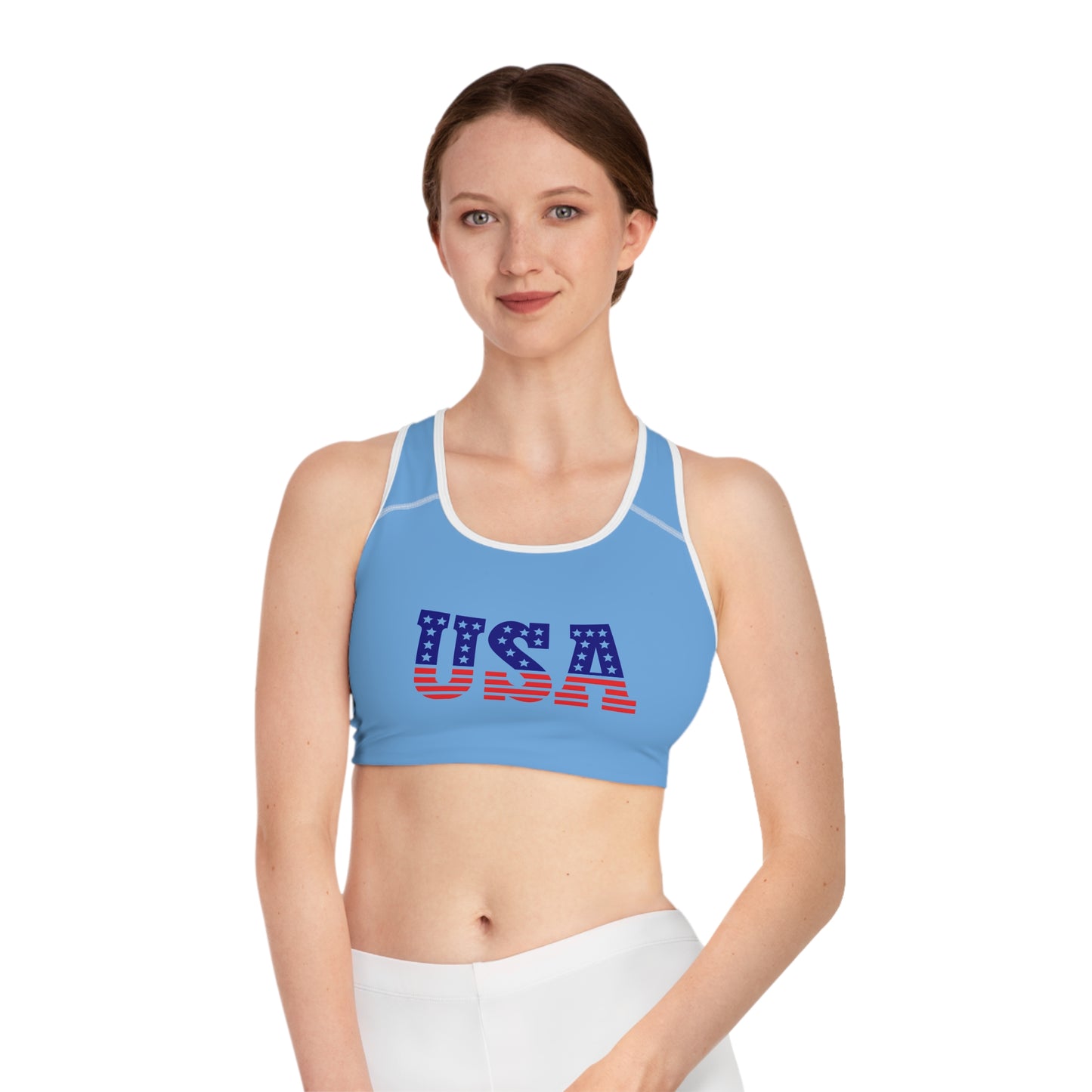 Princess Grace  Patriotic USA Sports Bra for Active Lifestyle