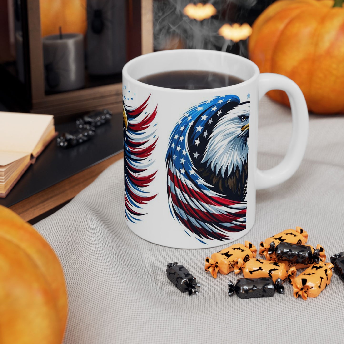 Princess Grace Patriotic Eagle Ceramic Mug, Ideal for Independence Day, Veteran's Day, Coffee Lovers, Home Decor, Gifts for Him/Her