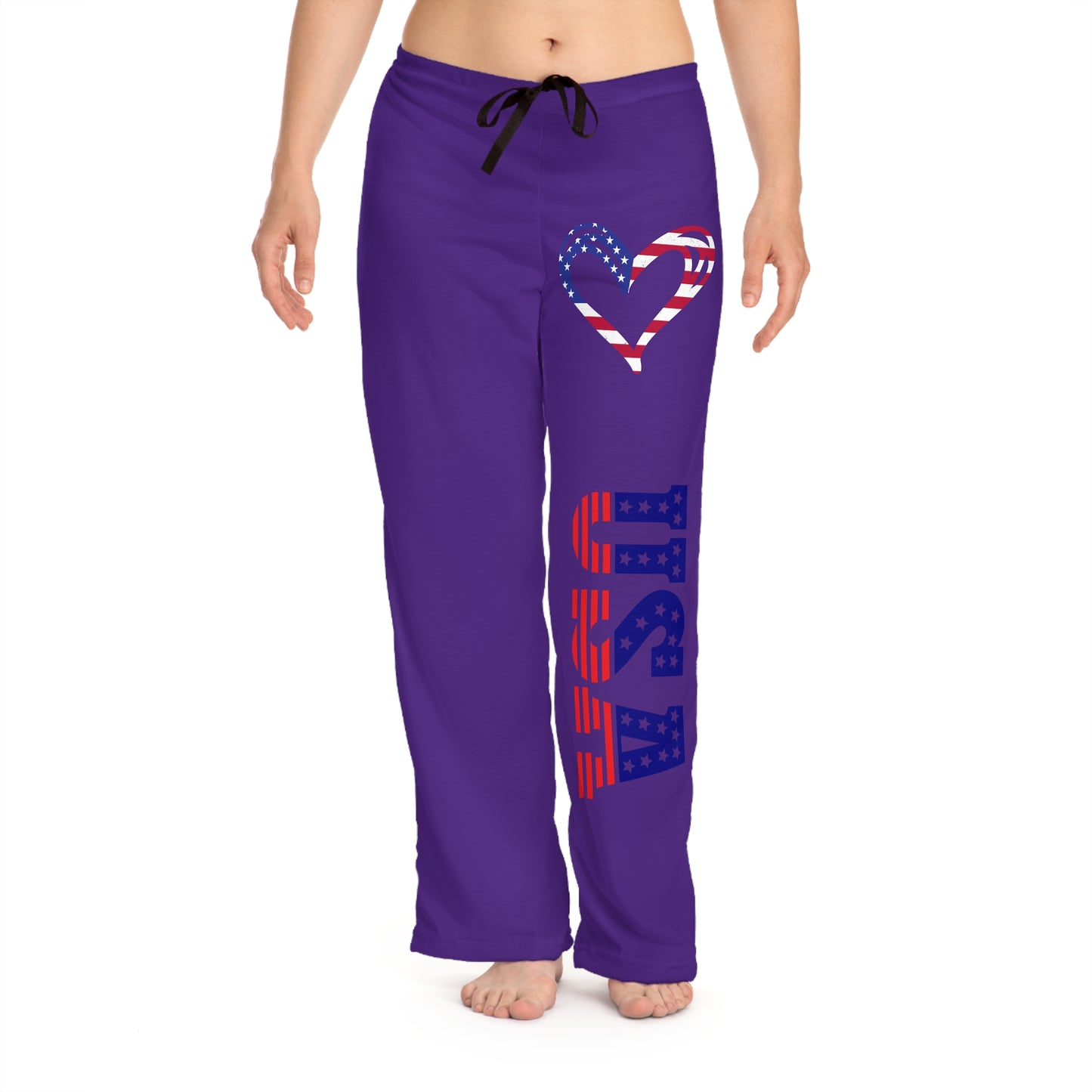 Princess Grace  Patriotic Pajama Pants  USA Heart Design, Cozy Lounge Wear for Home Celebrations