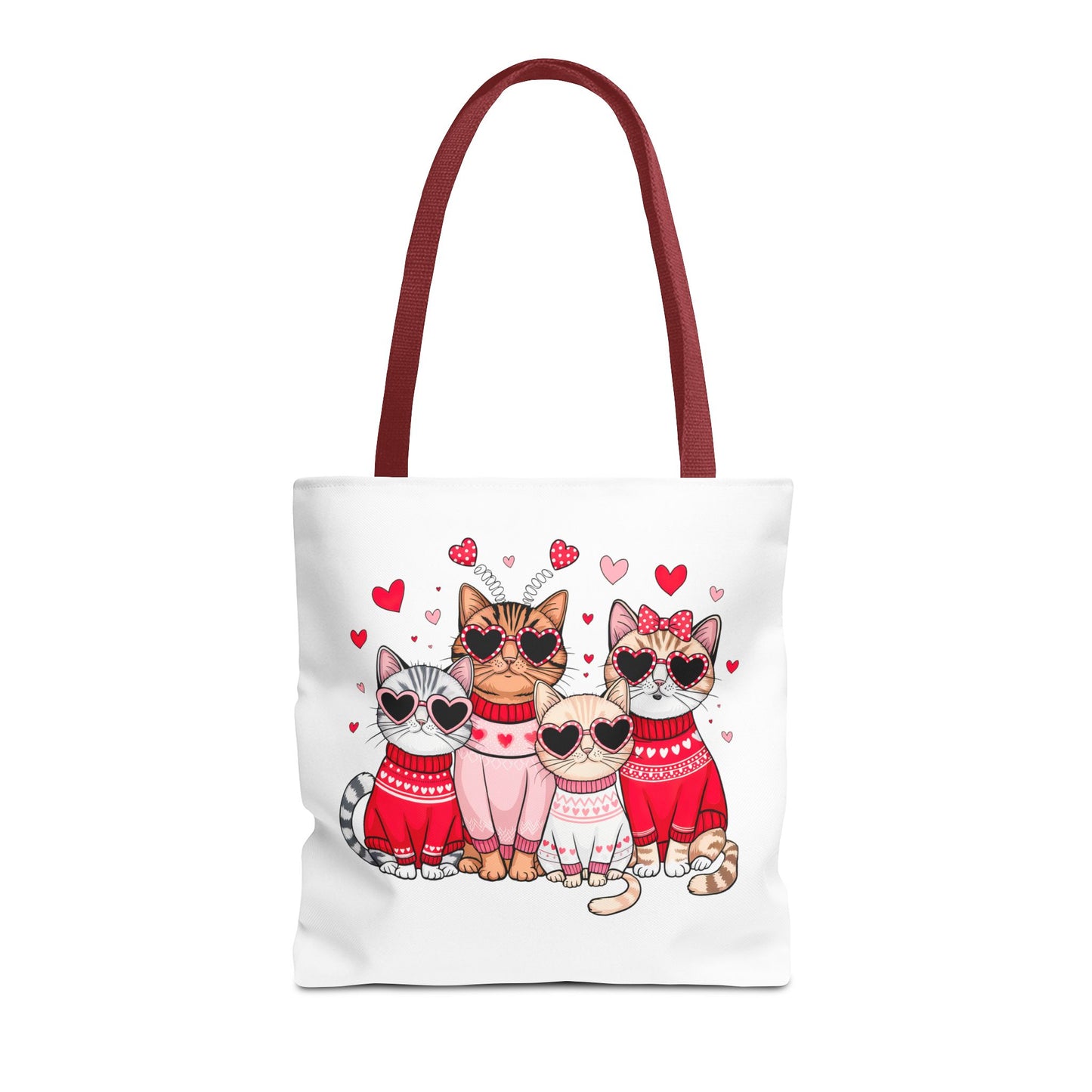 Princess Grace  Cute Cat Lover Tote Bag Stylish and Playful Red Heart Design