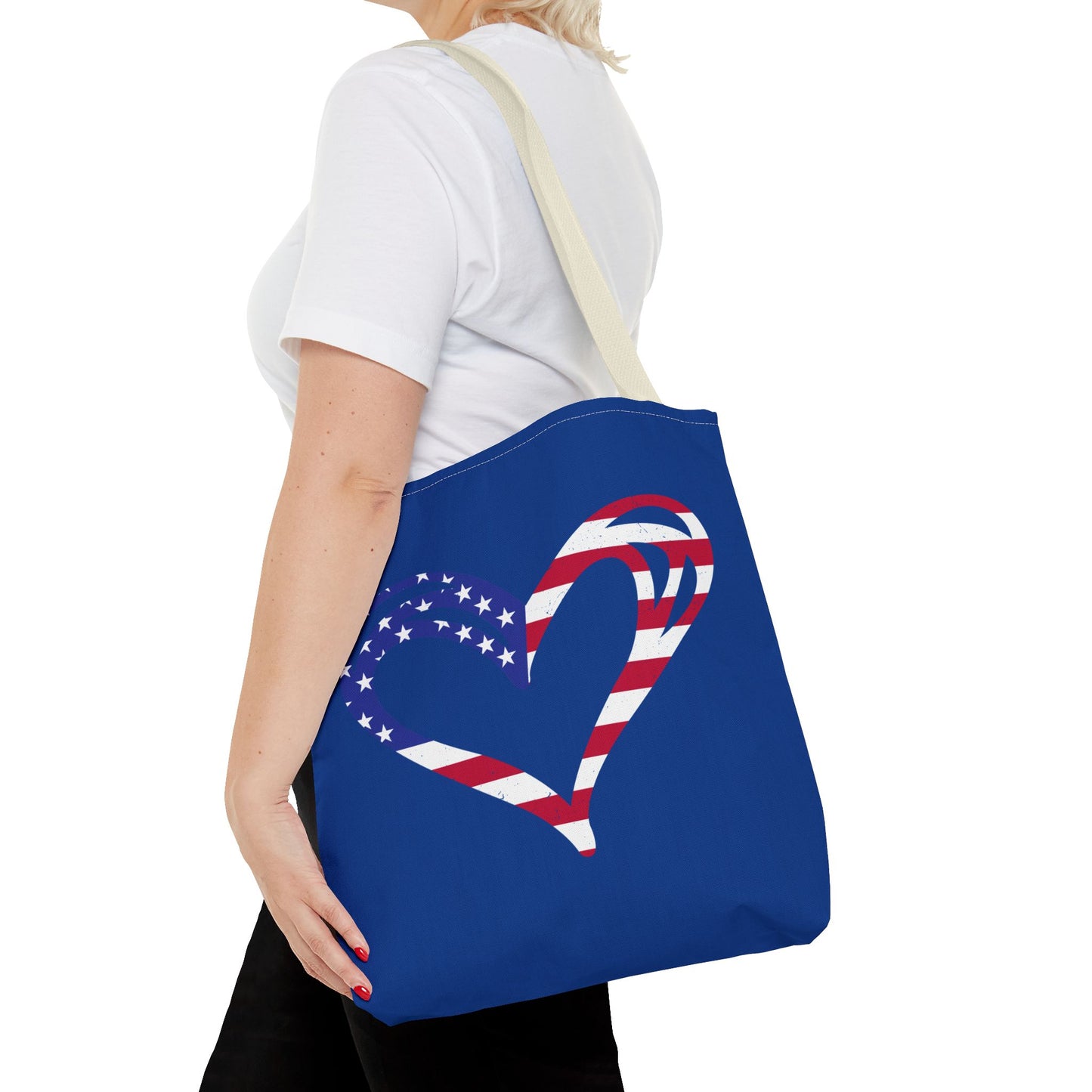 Princess Grace  Patriotic Love Tote Bag American Heart Design for Celebrations & Everyday Use