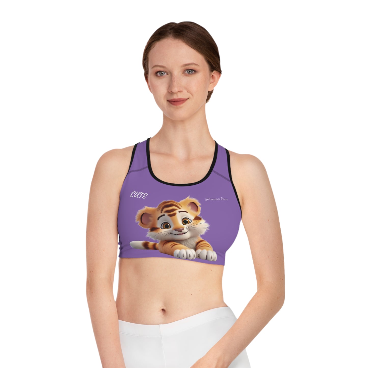 Princess Grace  Cute Tiger Sports Bra   Fun Activewear