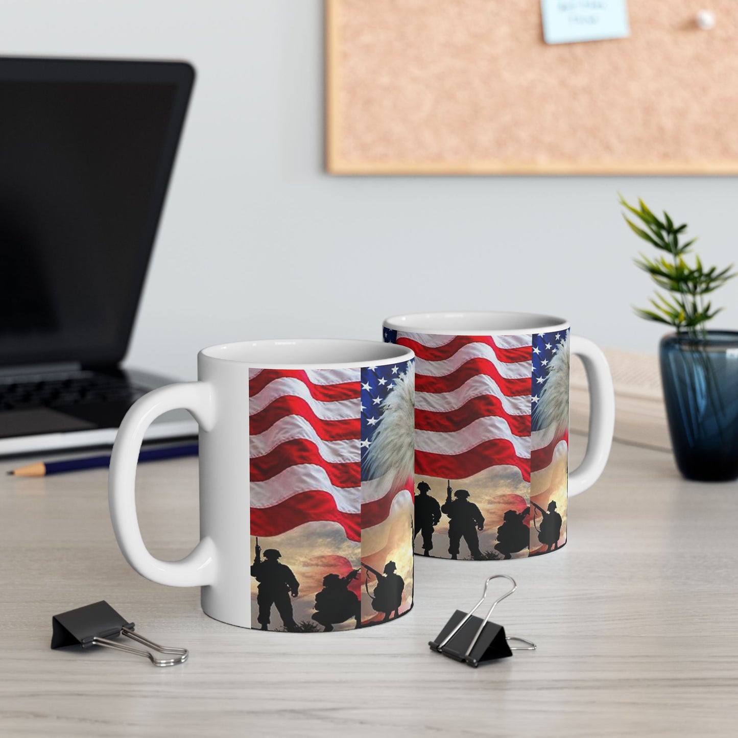 Princess Grace Patriotic Ceramic Mug, Military Tribute Coffee Cup, Eagle Flag Design, 11oz 15oz, Veterans Day Gift, Independence Day Decor