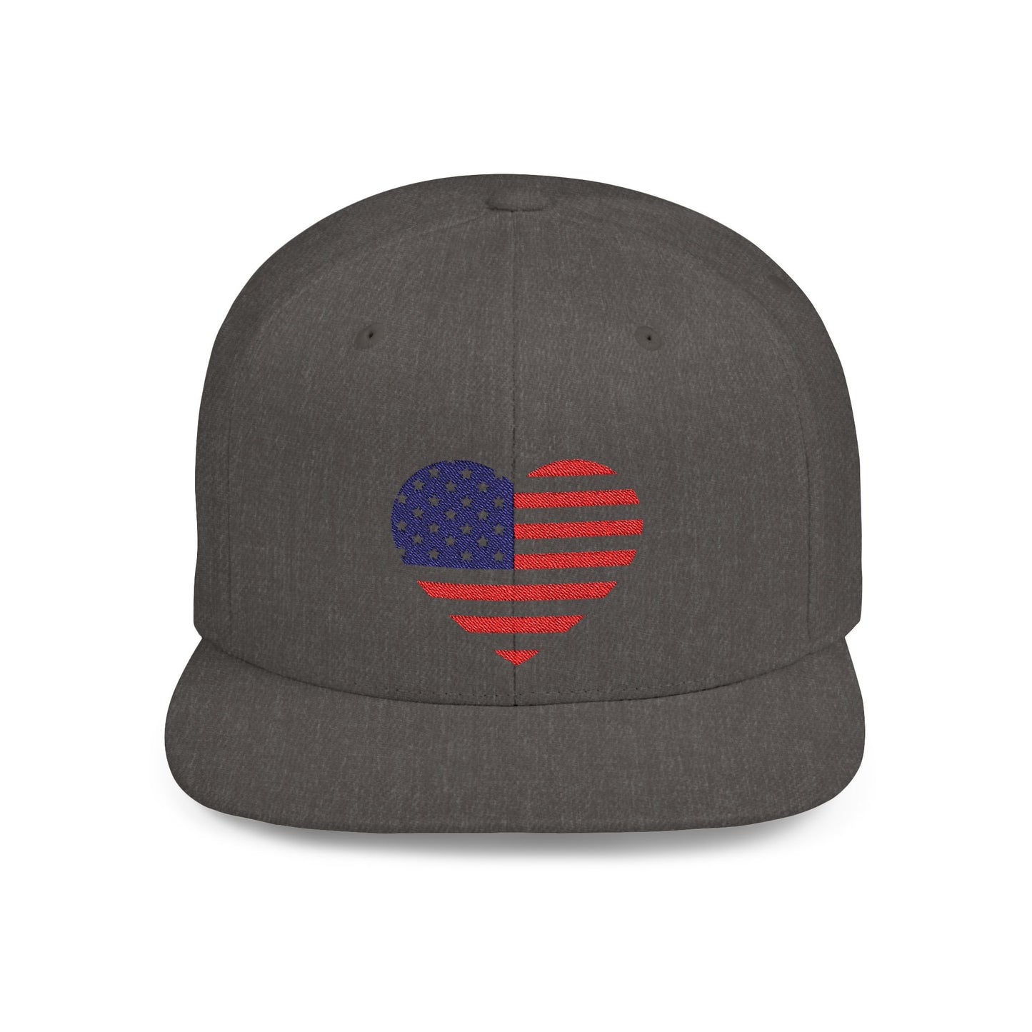 Princess Grace Patriotic Heart Flat Bill Snapback Cap