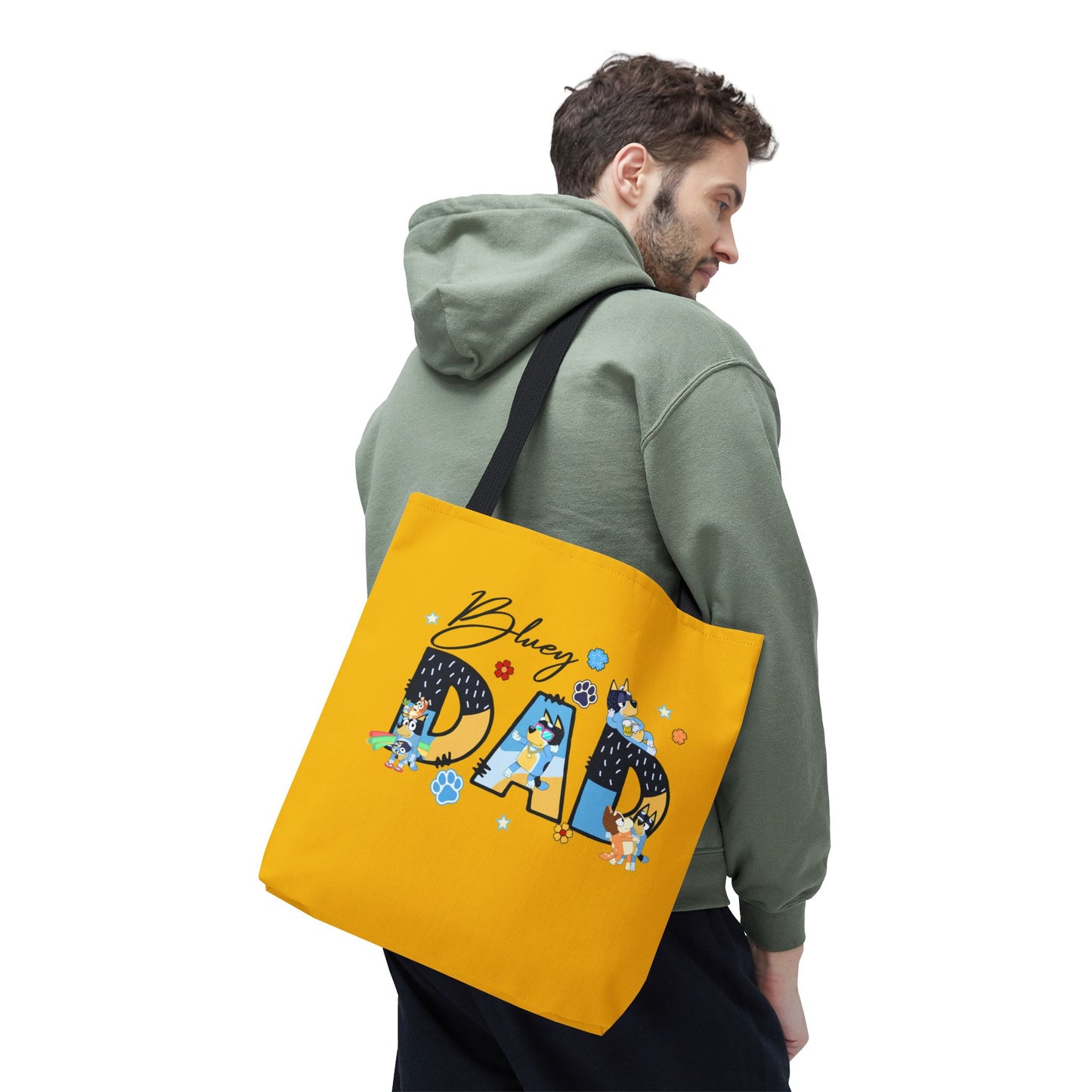 Princess Grace  Bluey Dad Tote Bag Bright Yellow Dog Lovers Tote for Father's Day and Casual Outings