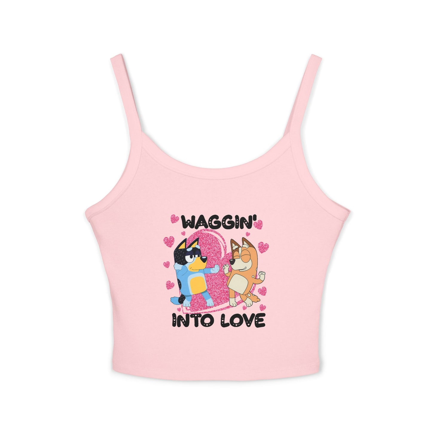 Princess Grace  Bluey  Waggin Into Love Women's Spaghetti Strap Tank Top  Cute Pet Lover Apparel