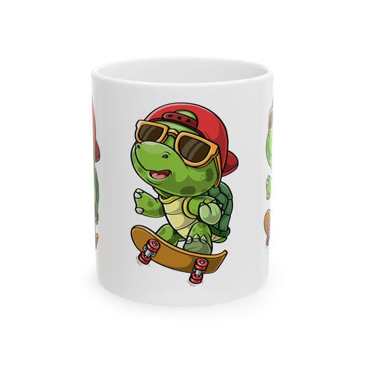 Princess Grace  Cool Skateboarding Turtle Ceramic Mug 11oz 15oz  Fun Gift for Young Trendsetters