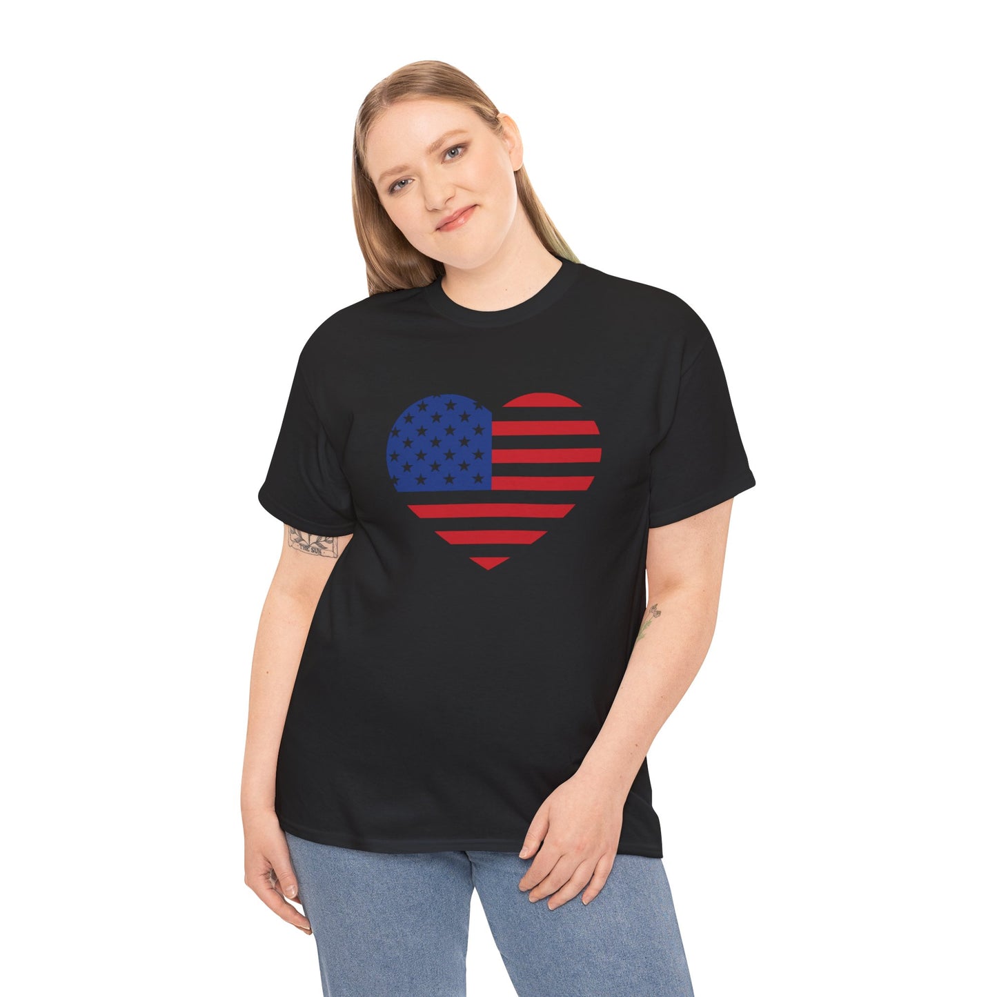 Princess Grace  Patriotic Heart Unisex Heavy Cotton Tee  Celebrate Freedom in Style