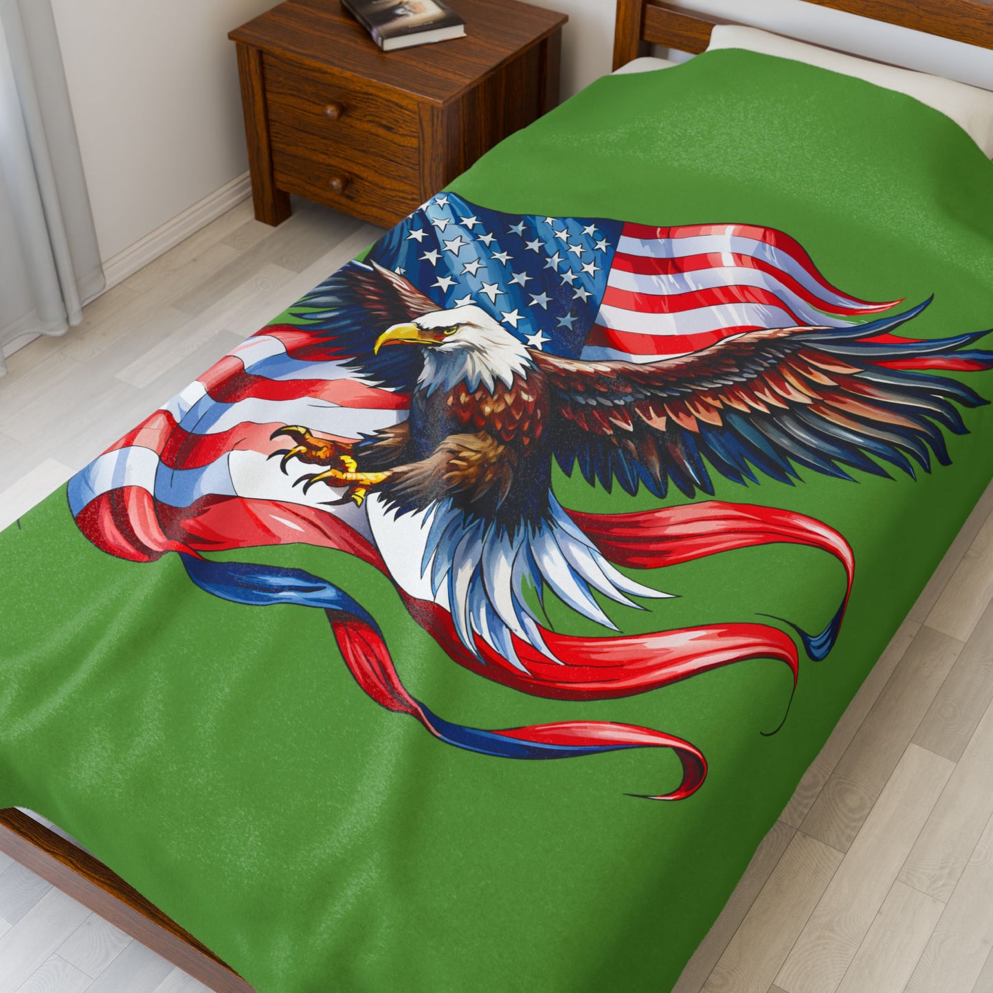 Princess Grace  Patriotic Eagle Velveteen Plush Blanket  Perfect for Independence Day & Cozy Evenings