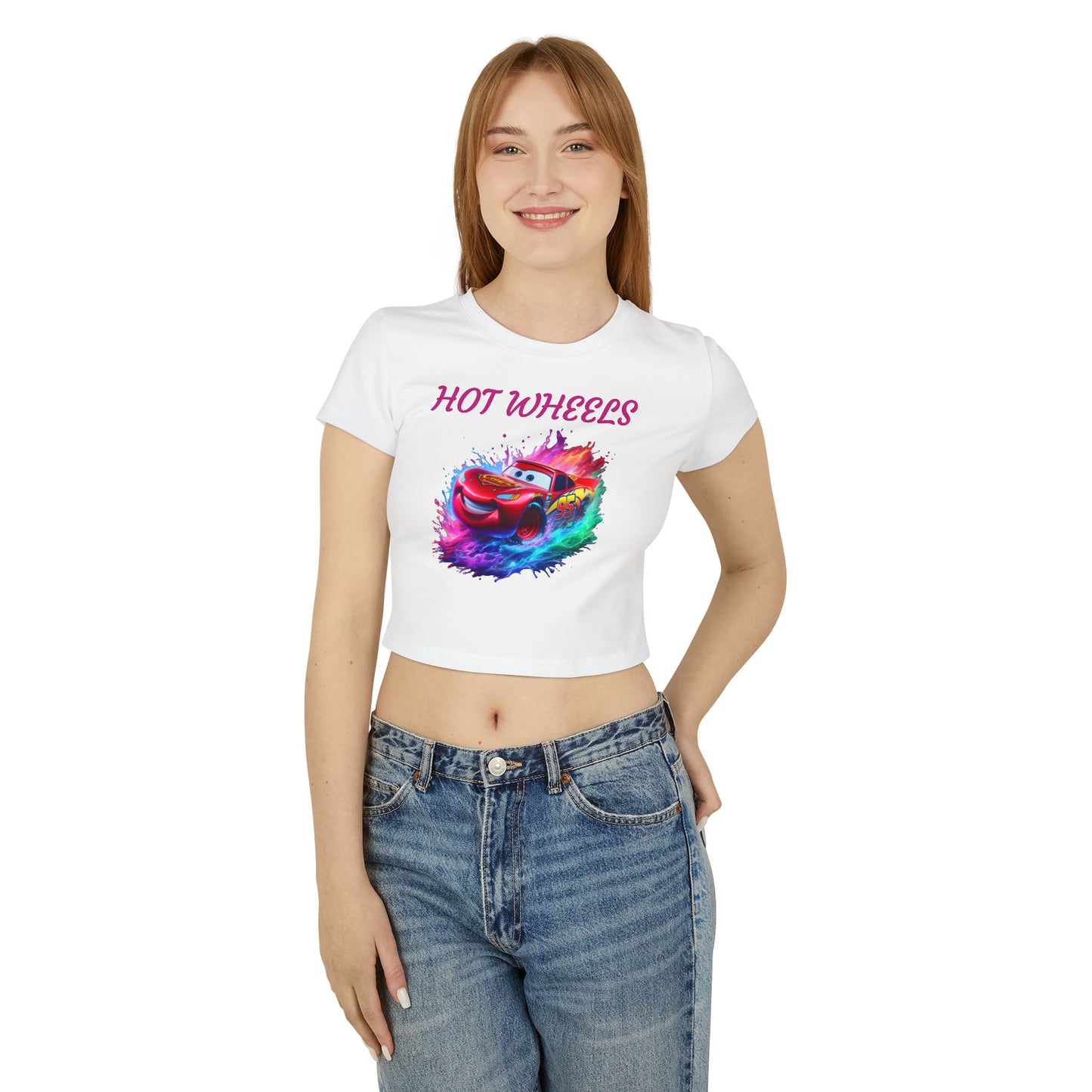 Princess Grace  Hot Wheels Women's Baby Tee Colorful Lightning McQueen Shirt