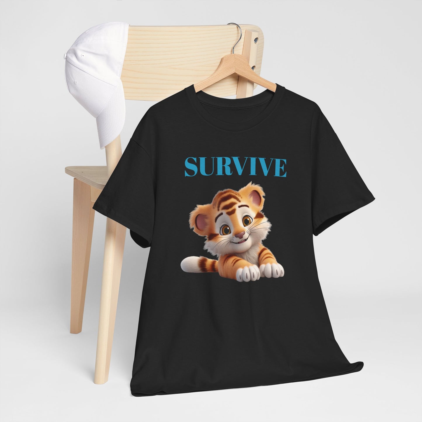 Princess Grace  Survive Tiger Unisex Heavy Cotton Tee Cute Animal Graphic