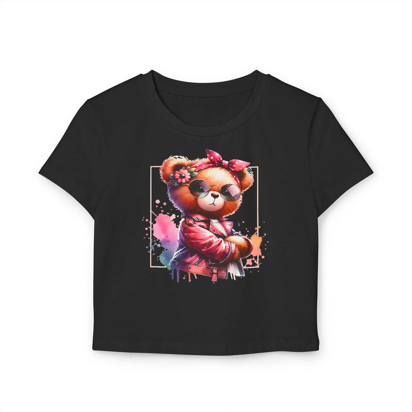 Princess Grace  Cute Bear Graphic Women's Baby Tee  Trendy Spring Fashion