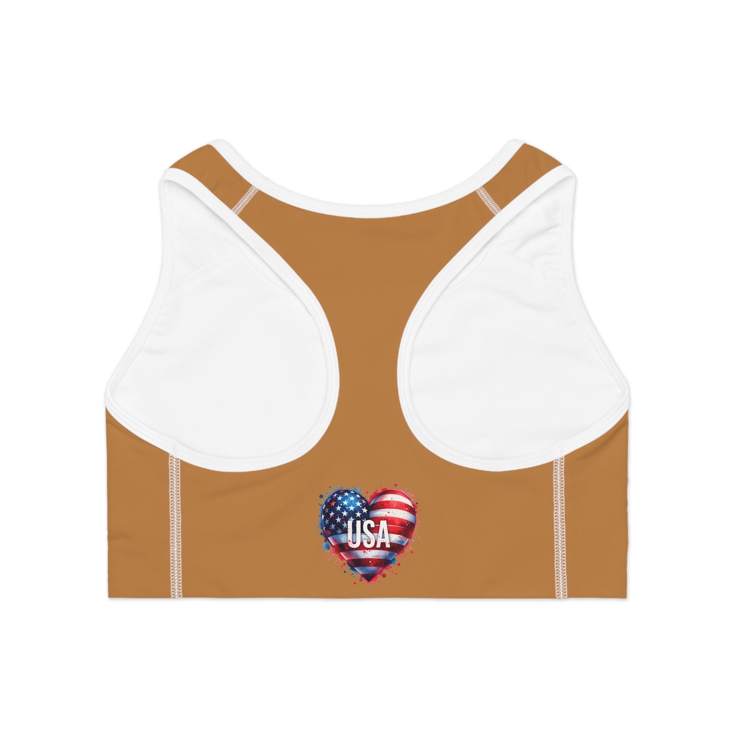 Princess Grace  USA Heart Sports Bra  Perfect for Fitness & Patriotic Celebrations