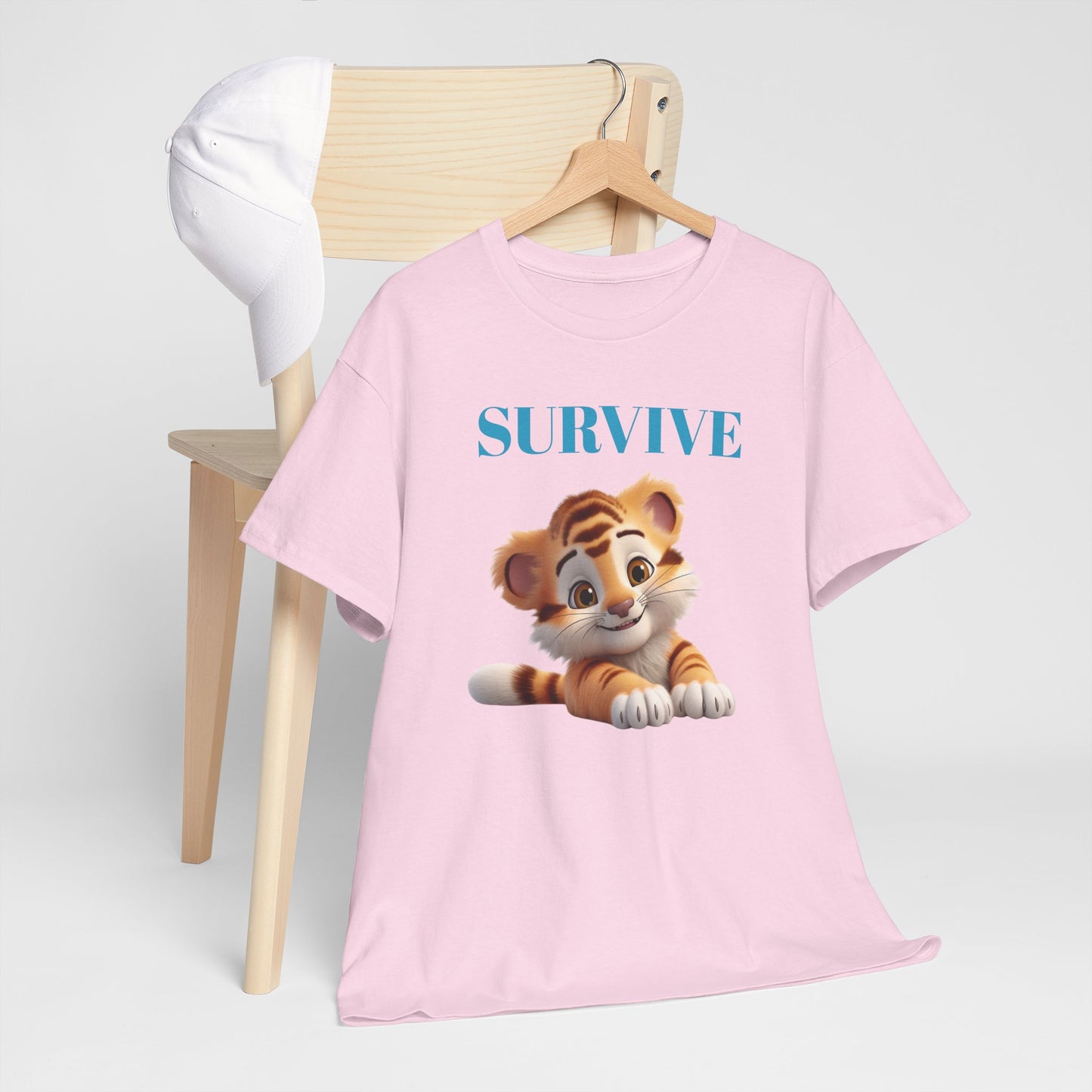 Princess Grace  Survive Tiger Unisex Heavy Cotton Tee Cute Animal Graphic