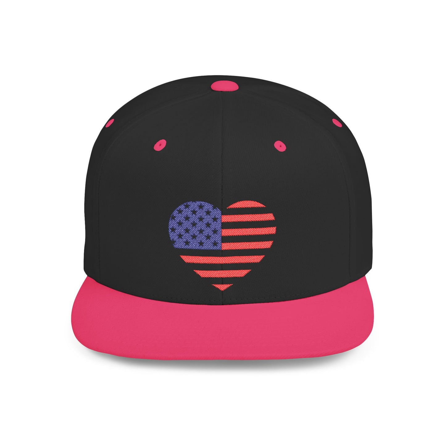 Princess Grace Patriotic Heart Flat Bill Snapback Cap