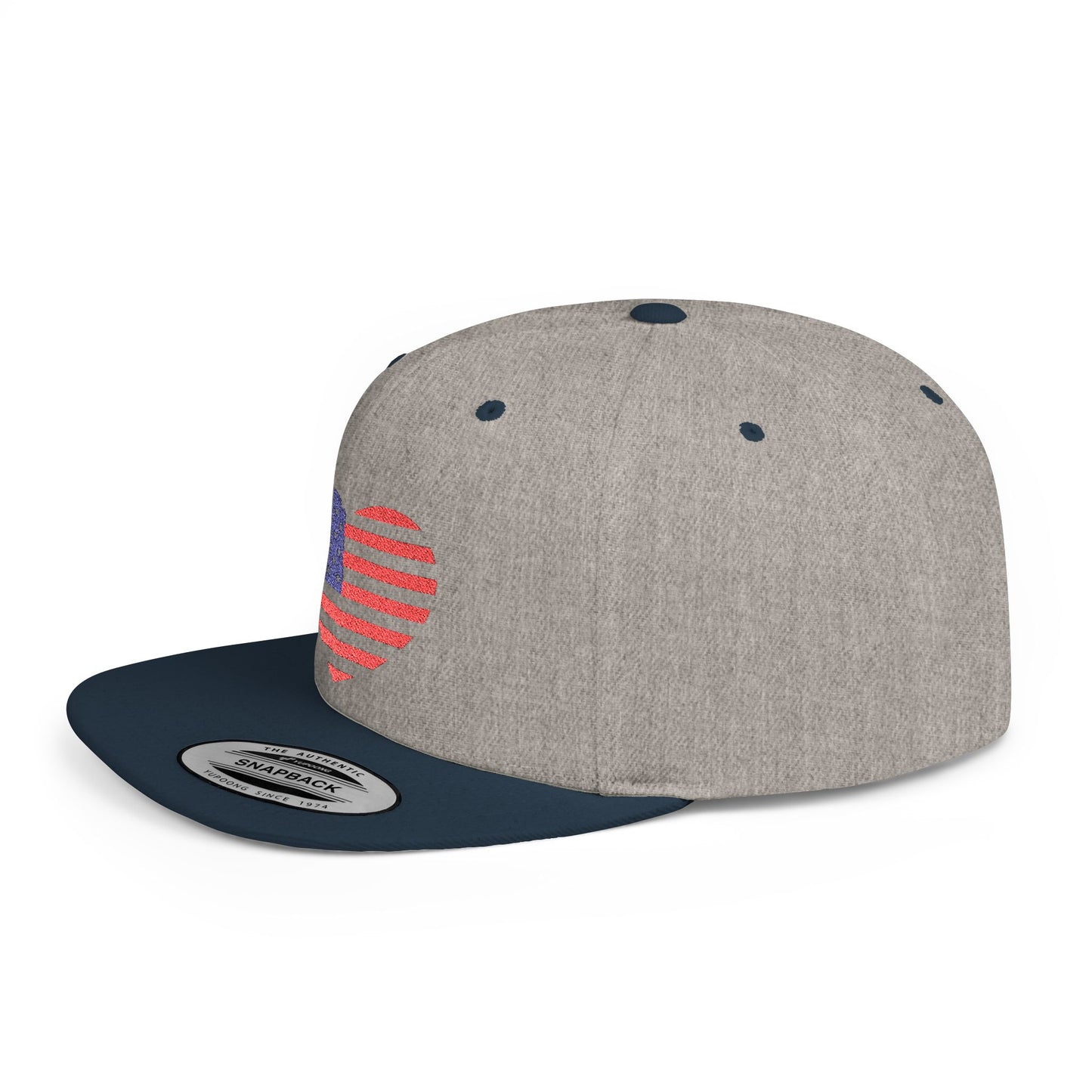 Princess Grace Patriotic Heart Flat Bill Snapback Cap