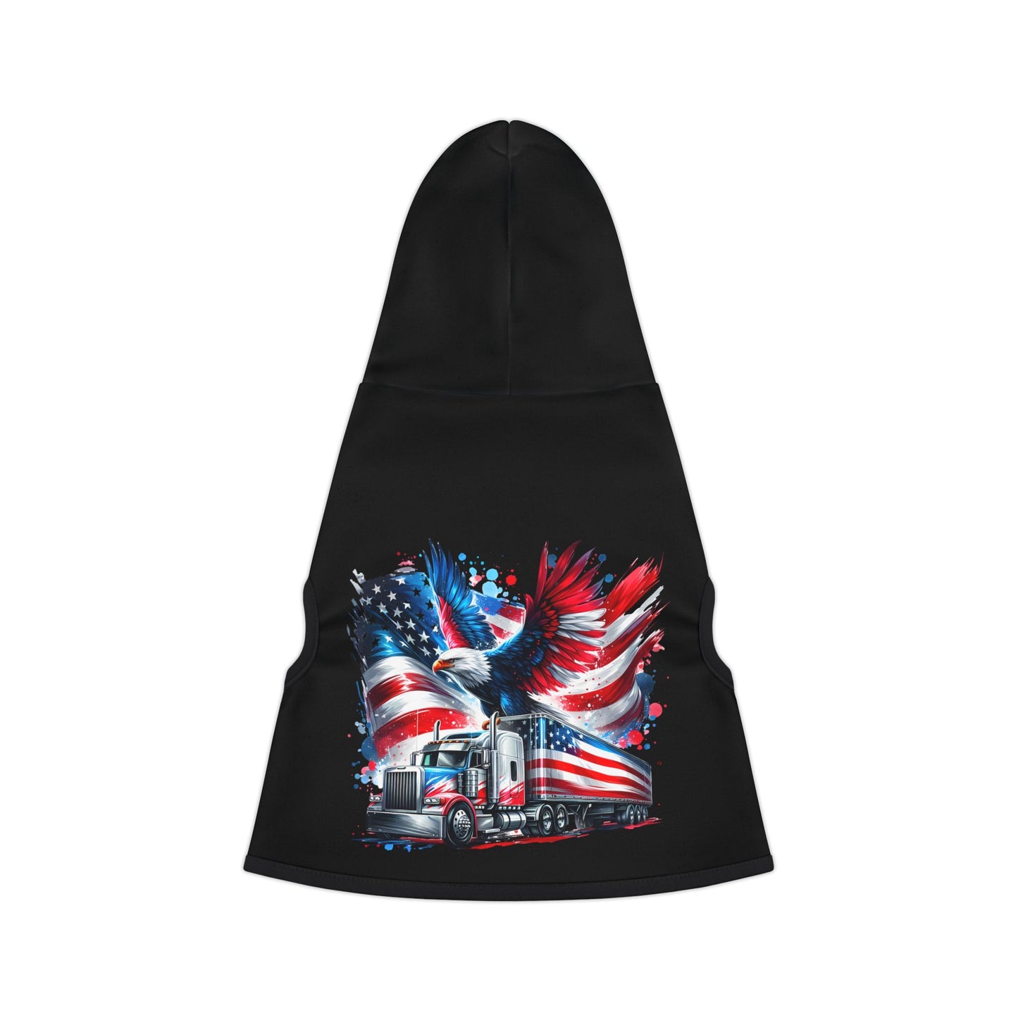 Princess Grace Patriotic Pet Hoodie with American Eagle and Truck Design