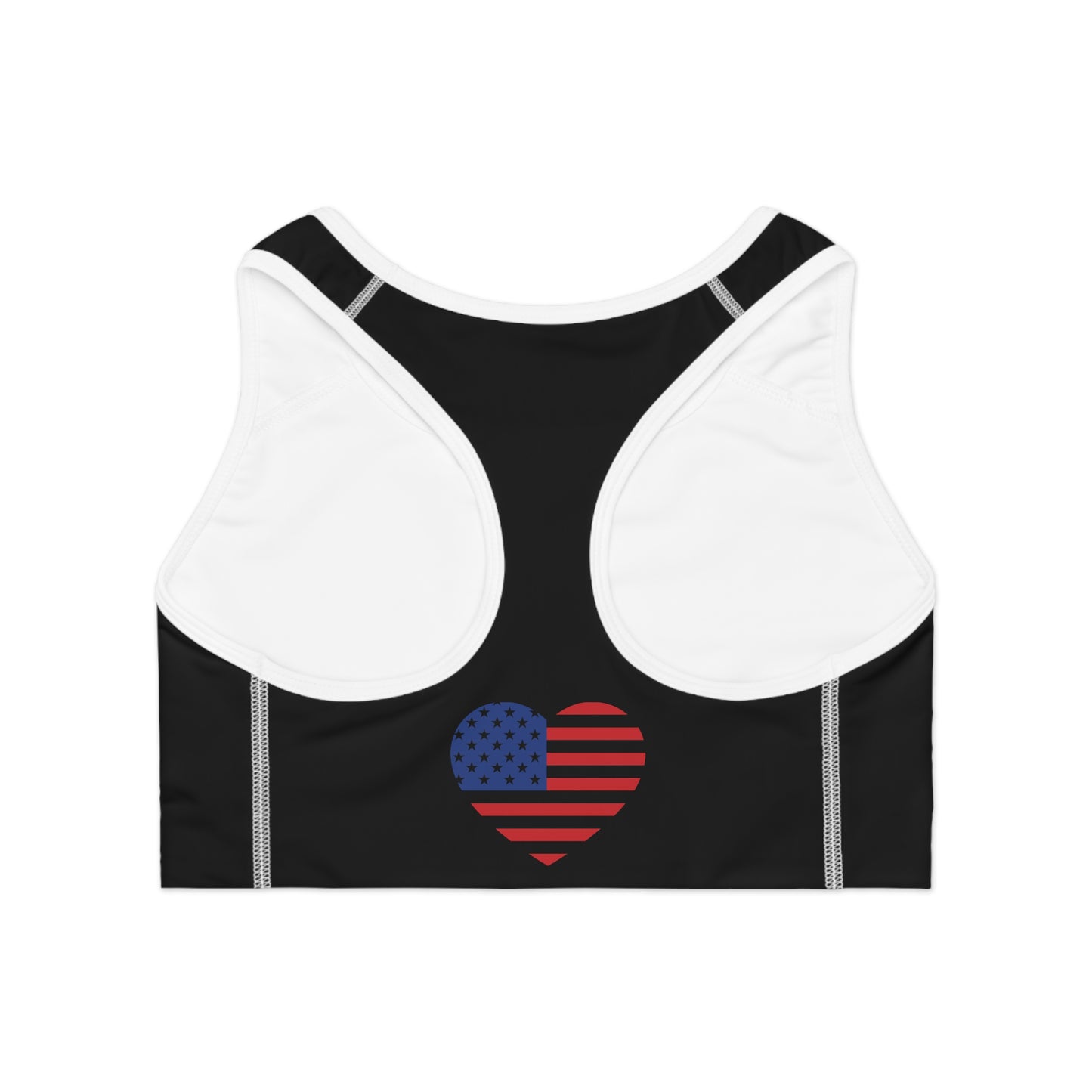 Princess Grace  Patriotic Heart Sports Bra -USA Flag Inspired Athletic Wear