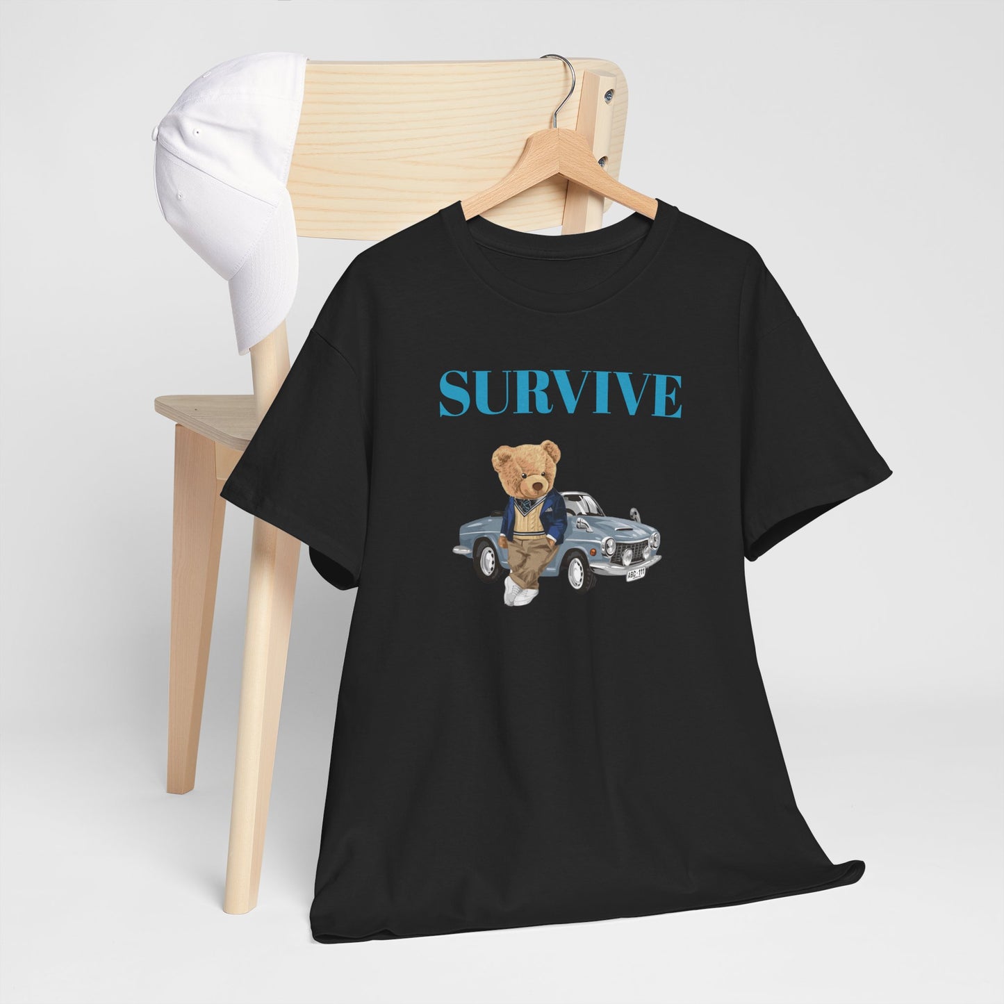 Princess Grace  Survive Bear Unisex Heavy Cotton Tee  Casual Comfort for Animal Lovers