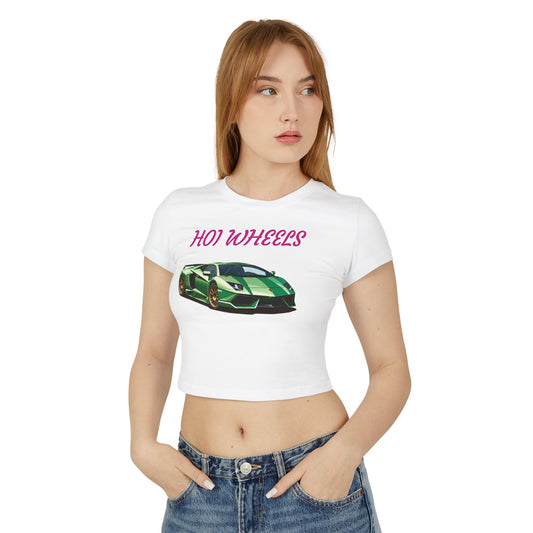 Princess Grace  HOI WHEELS Women's Baby Tee Stylish Car Graphic Shirt for Auto Enthusiasts