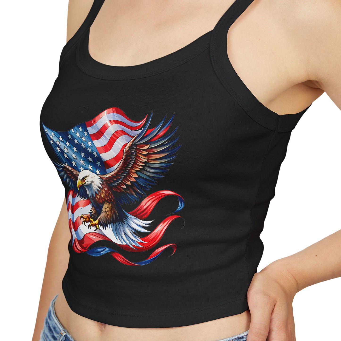 Princess Grace  Patriotic Women's Spaghetti Strap Tank Top USA Eagle Design