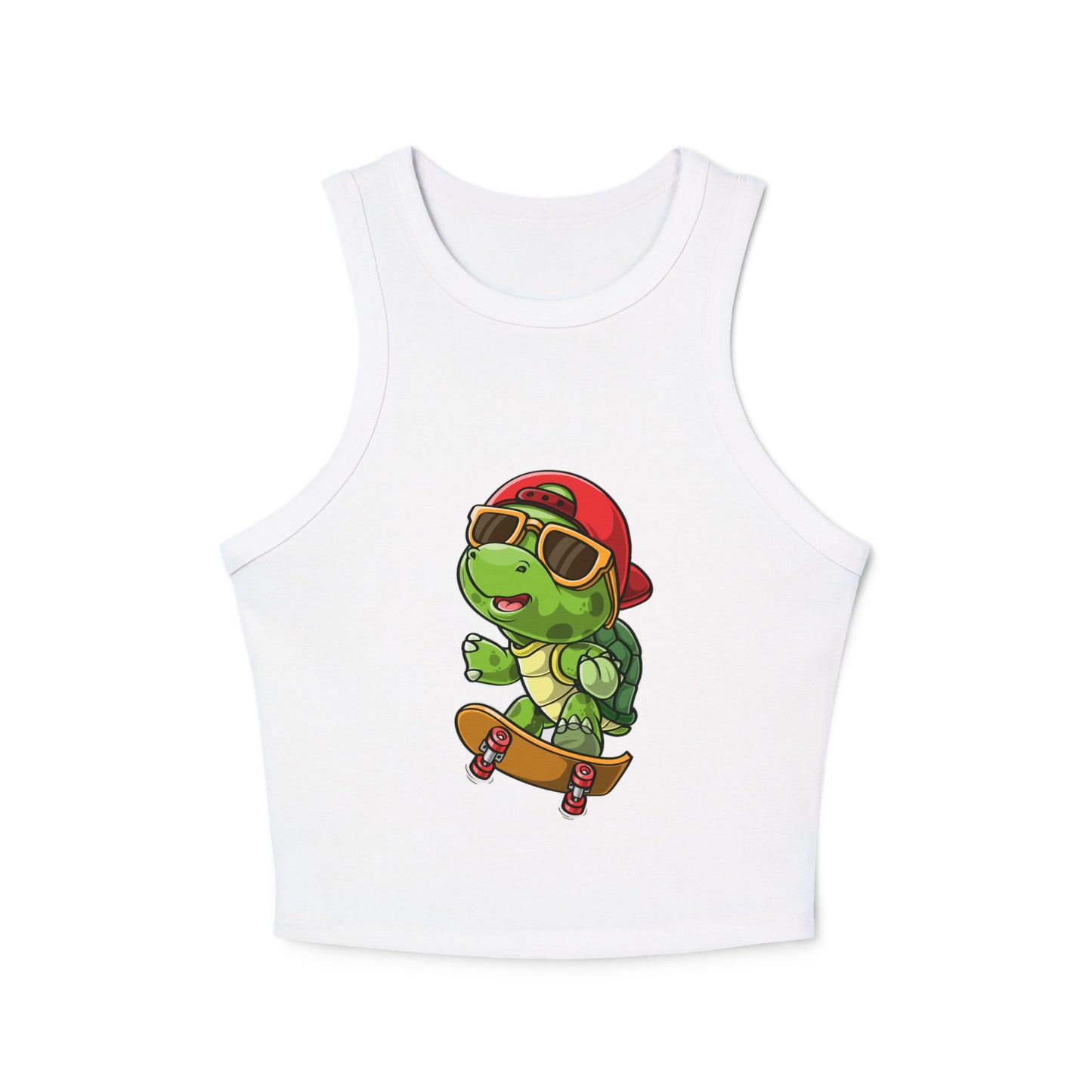 Princess Grace  Cool Skateboarding Turtle Women's Racer Tank Top  Cute Design for Summer Vibes