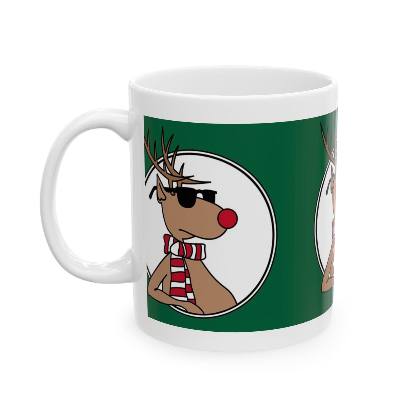 Princess Grace Cool Reindeer Ceramic Mug  Perfect for Holiday Cheer & Gift Giving