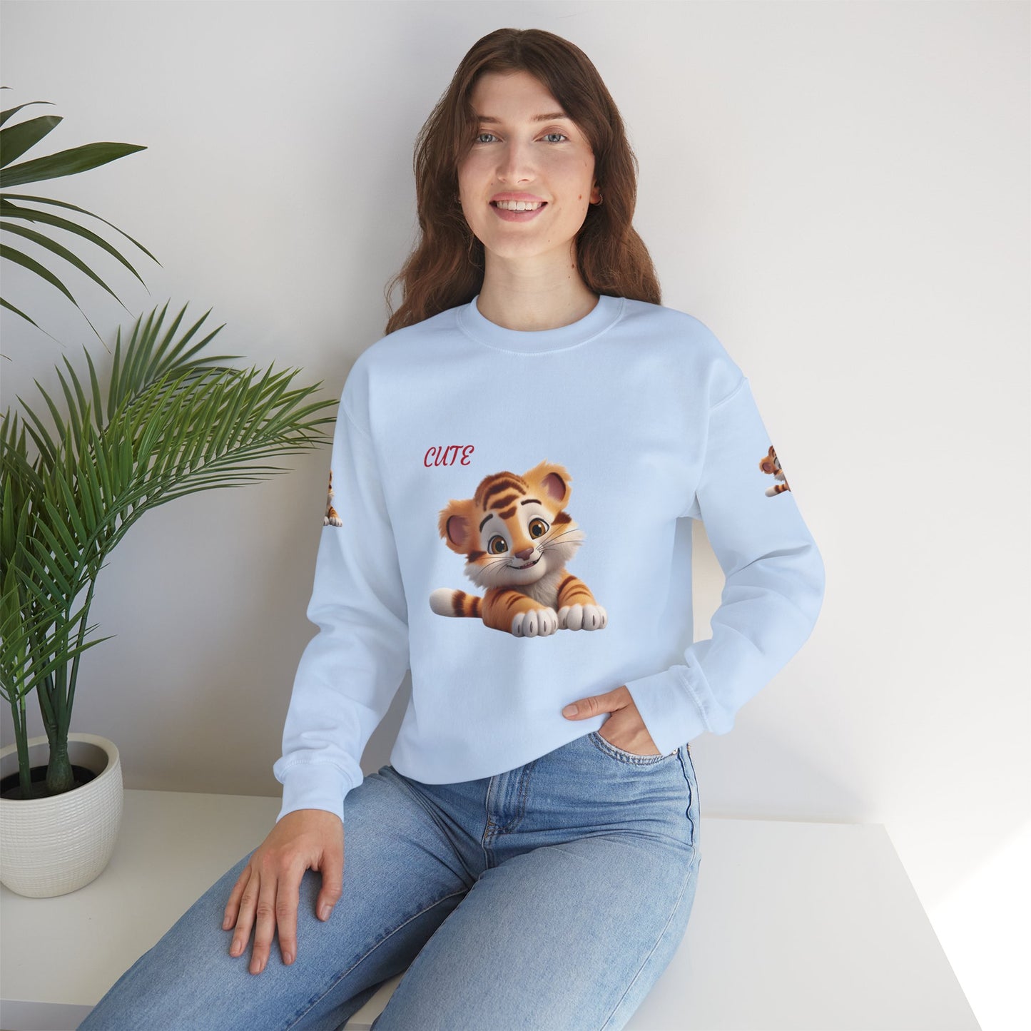 Princess Grace  Cute Tiger Graphic Sweatshirt Unisex Heavy Blend Crewneck