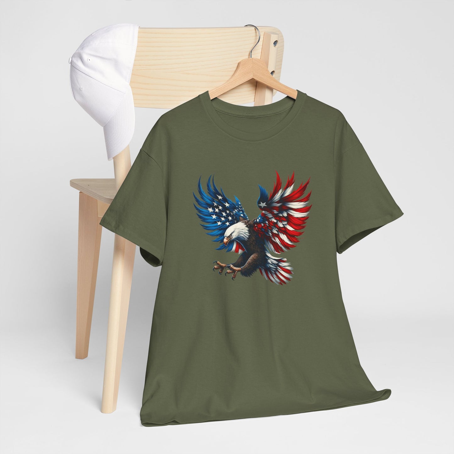 Princess Grace  Patriotic Eagle Unisex Heavy Cotton Tee  Bold USA Graphic Shirt