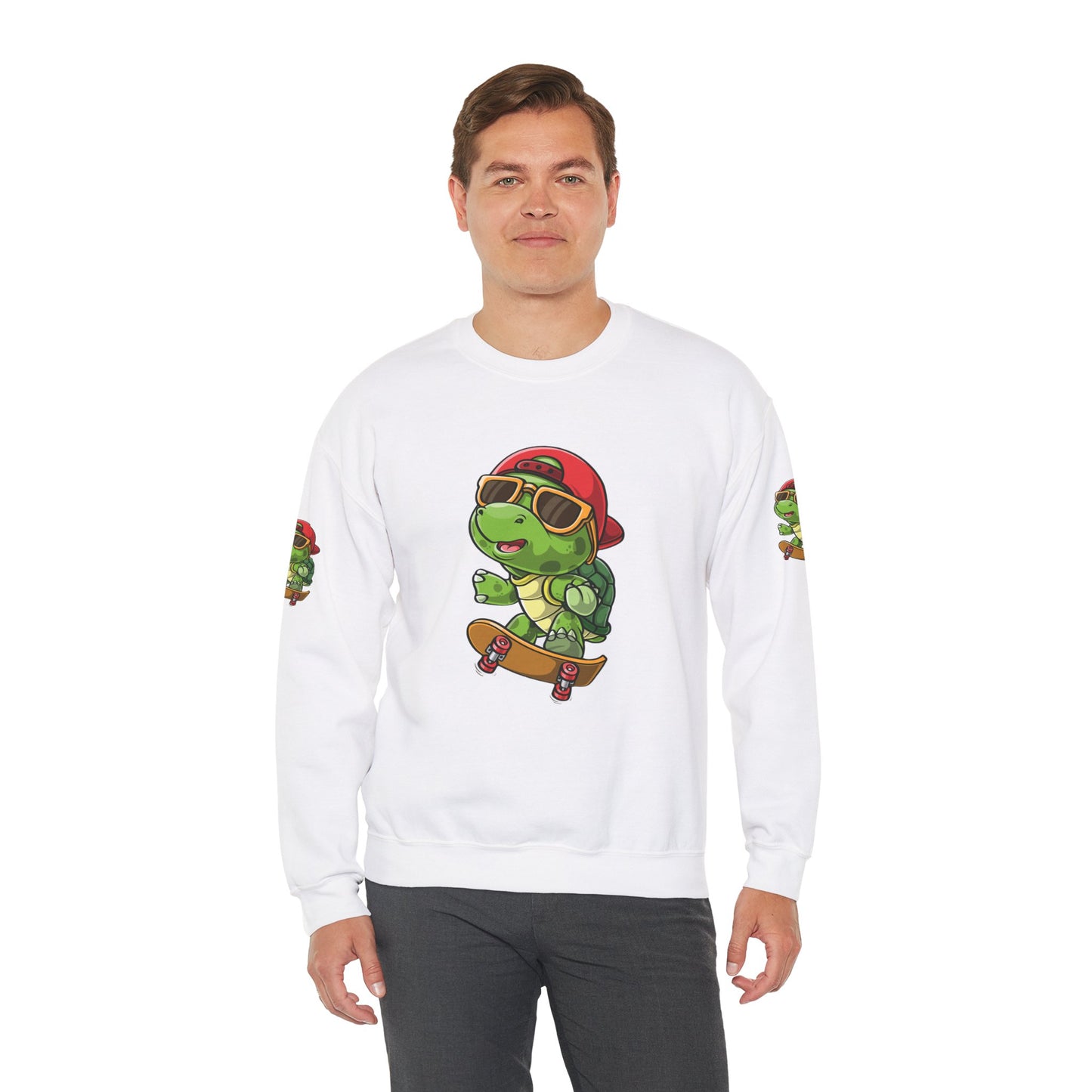 Princess Grace  Cool Turtle Skateboarding Crewneck Sweatshirt for Kids and Teens