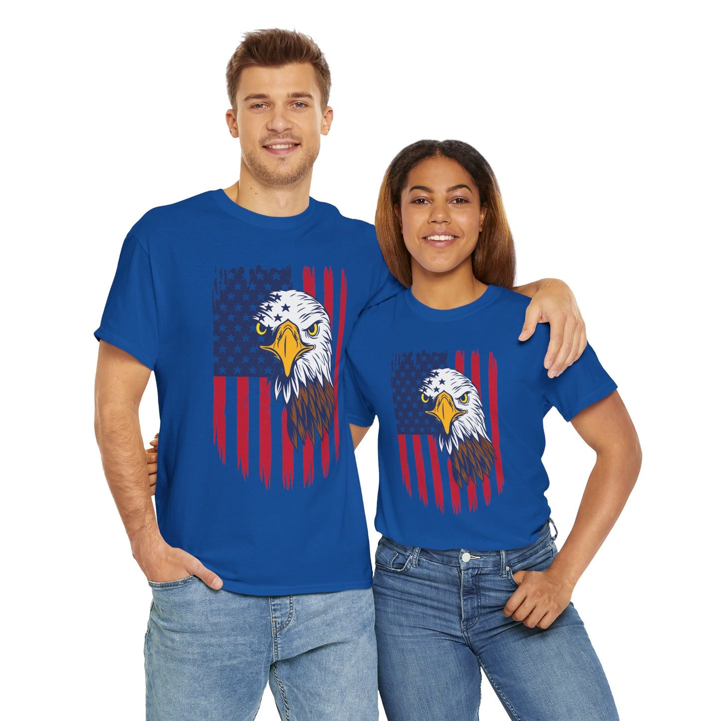 Princess Grace  Eagle & American Flag Unisex Heavy Cotton Tee   Patriotic Apparel for All Occasions