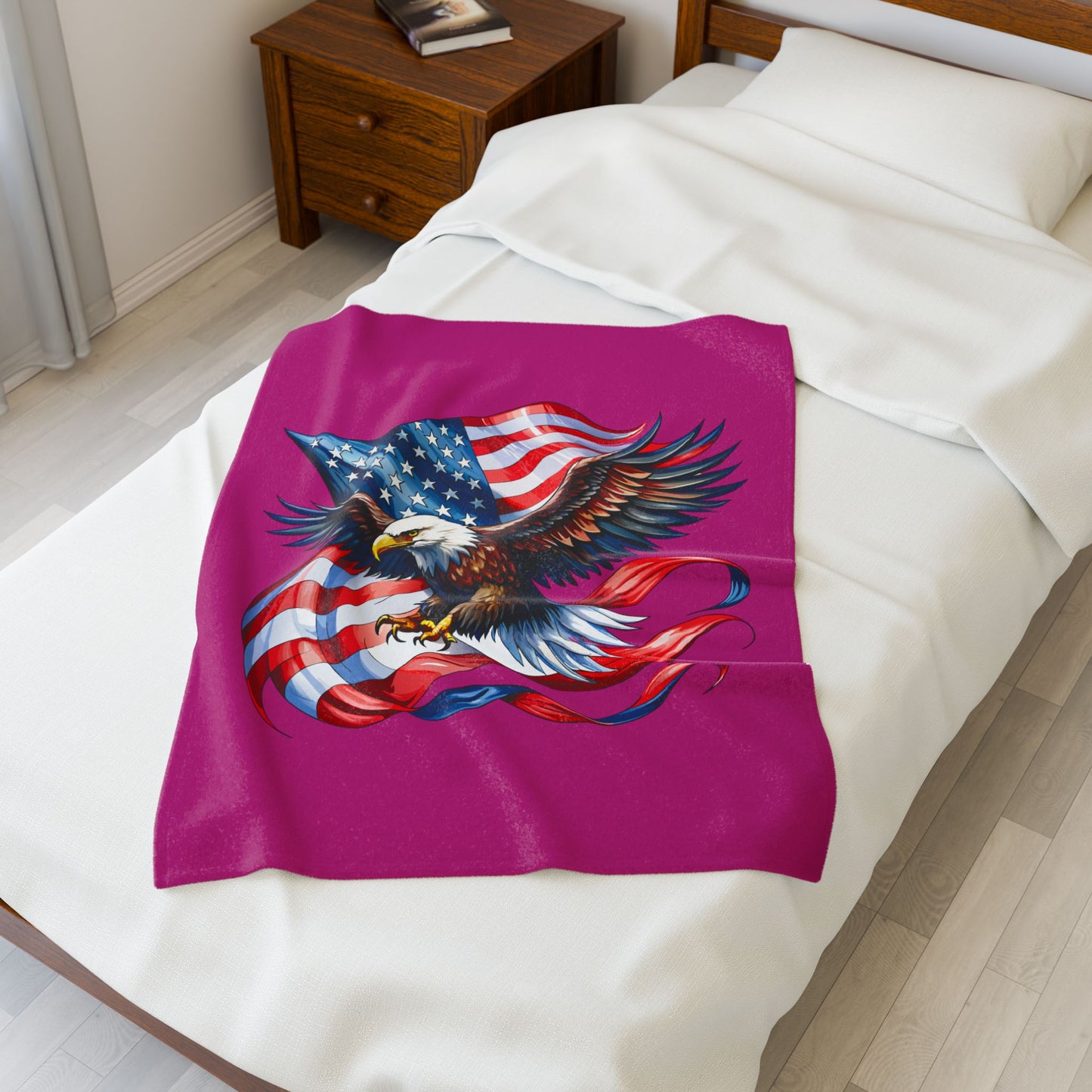 Princess Grace  Patriotic Eagle Velveteen Plush Blanket Soft Cozy Throw for Holidays