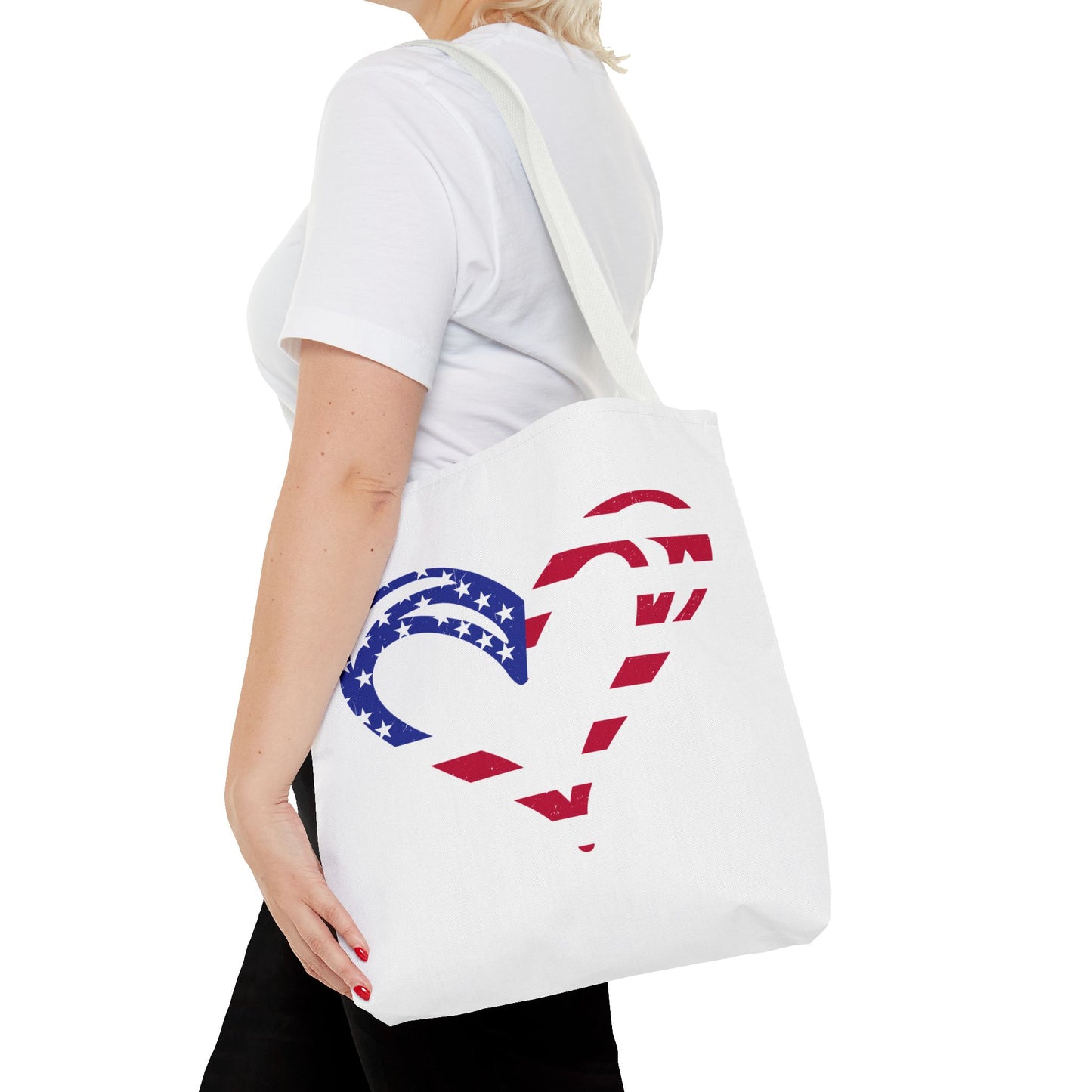 Princess Grace  Patriotic Heart Tote Bag  Ideal for Independence Day and Everyday Use