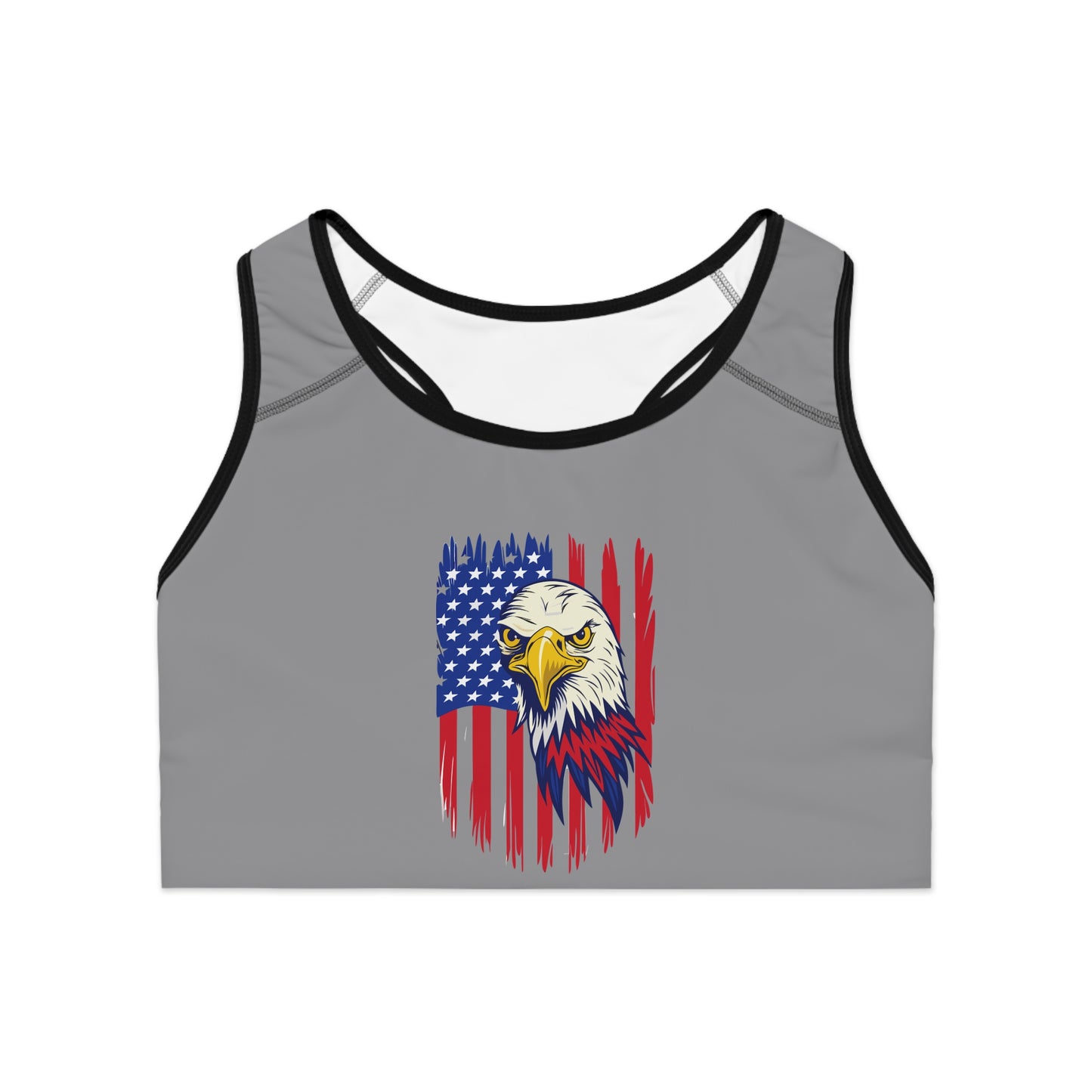 Princess Grace  USA Eagle Sports Bra  Patriotic Workout Top for Active Women