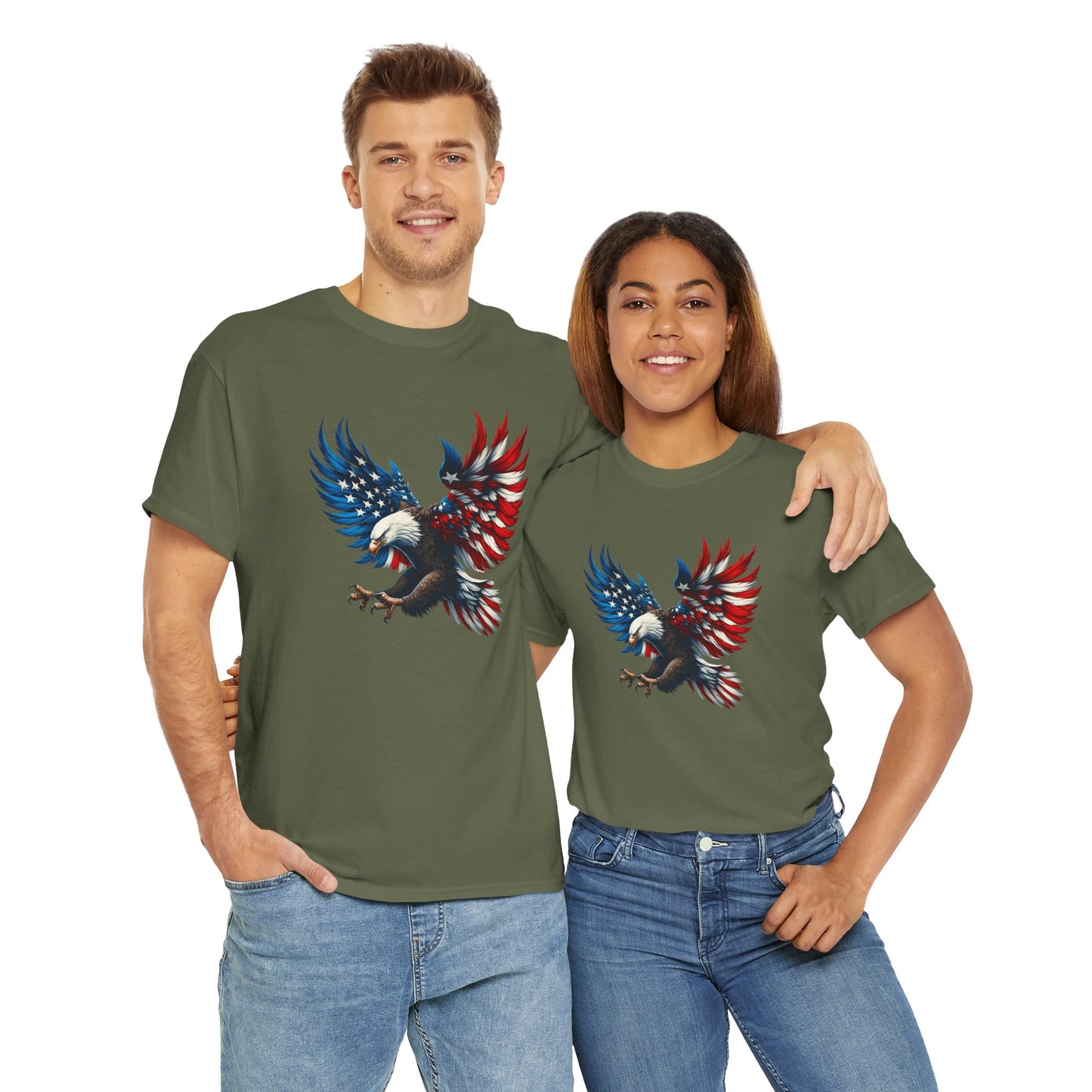 Princess Grace  Patriotic Eagle Unisex Heavy Cotton Tee  Bold USA Graphic Shirt