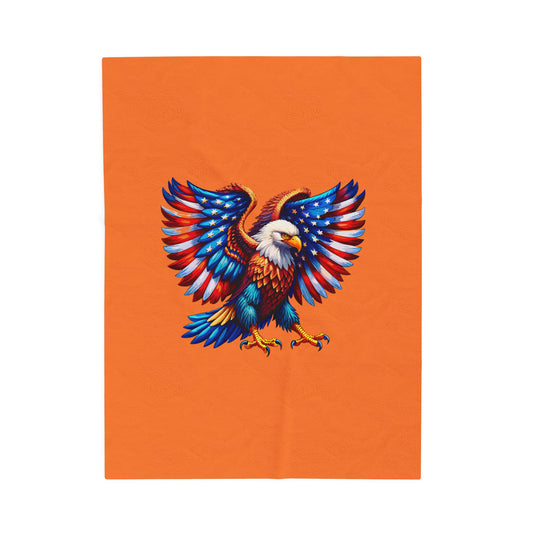 Princess Grace  Patriotic Eagle Velveteen Plush Blanket  Cozy American Spirit Decor