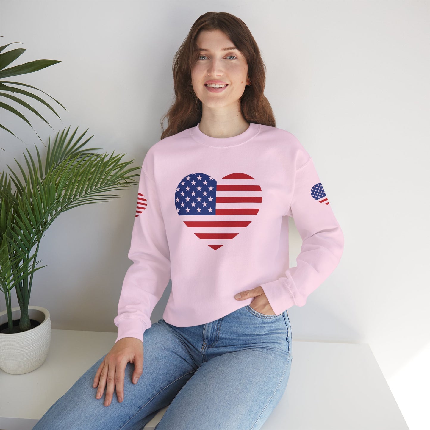 Princess Grace USA Heart Unisex Crewneck Sweatshirt Cozy American Pride